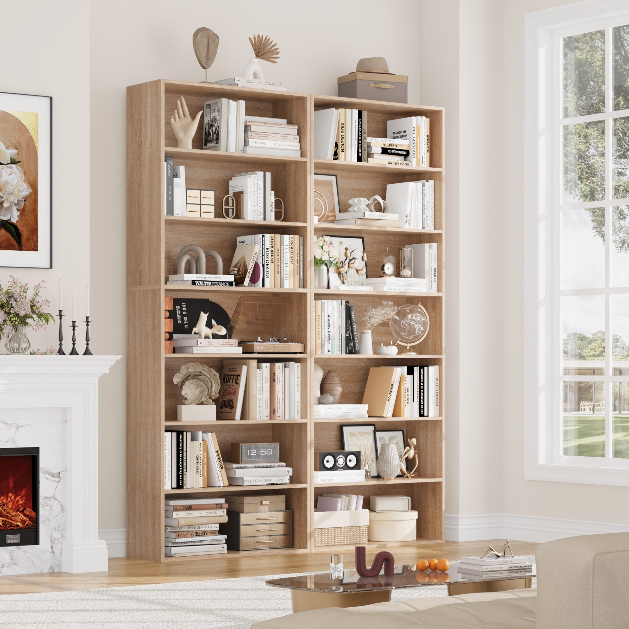 Homfa Bücherregal, 210cm Standregal, Bücherschrank mit 7 Fächern, eiche günstig online kaufen