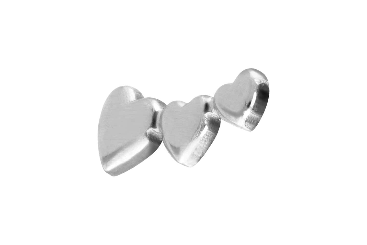 Piercing-Set Titan Schraubaufsatz mit Außengewinde 3 HERZEN