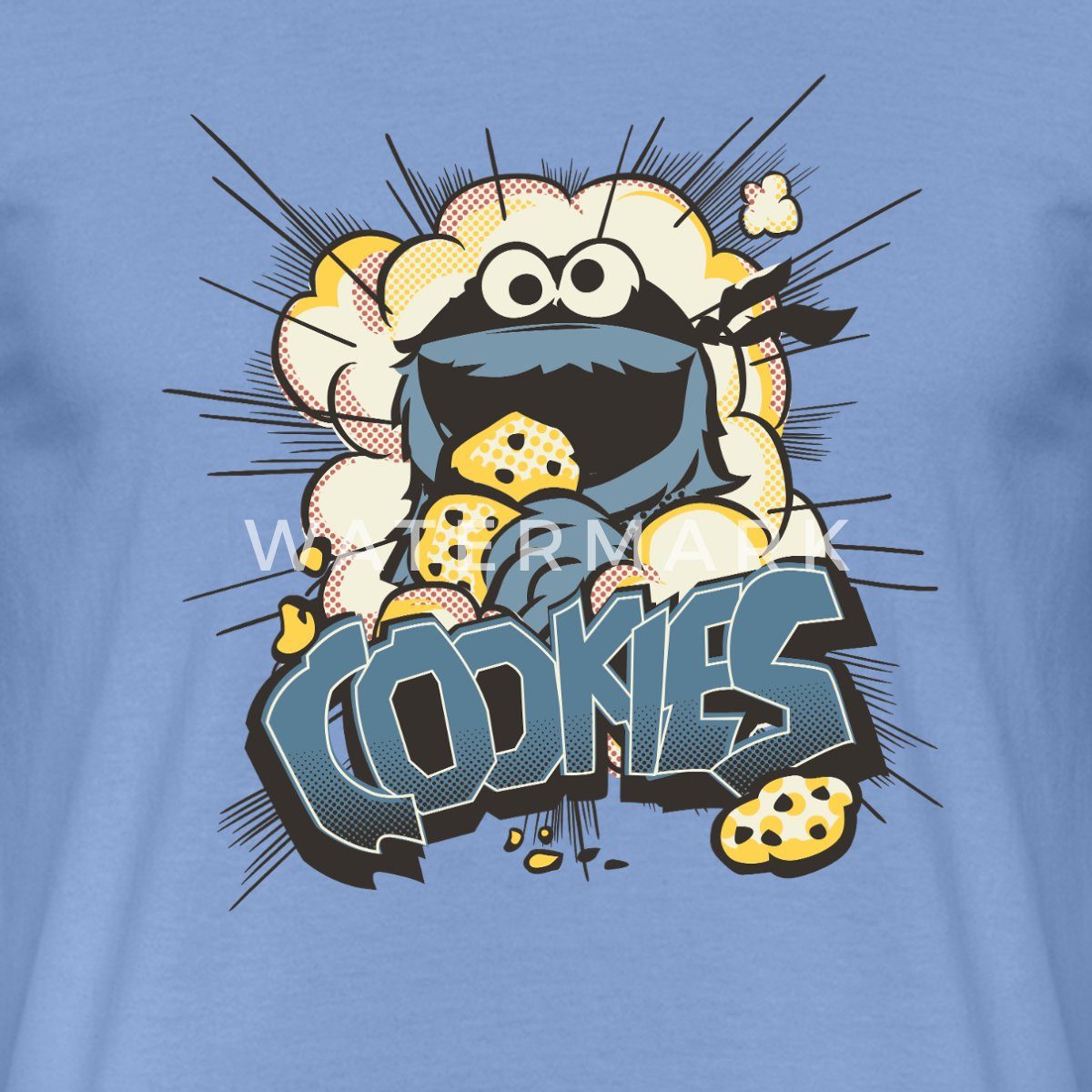 Spreadshirt T-Shirt Sesamstraße Design Mit Krümelmonster Und Cookies Männer T-Shirt (1-tlg)