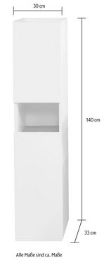 Saphir Badmöbel-Set Quickset 947 3-teilig, Waschbeckenunterschrank mit Spiegel, (4-St), Unterschrank, 4 Türen, 2 Einlegeböden, inkl. Türdämpfer, Weiß Glanz