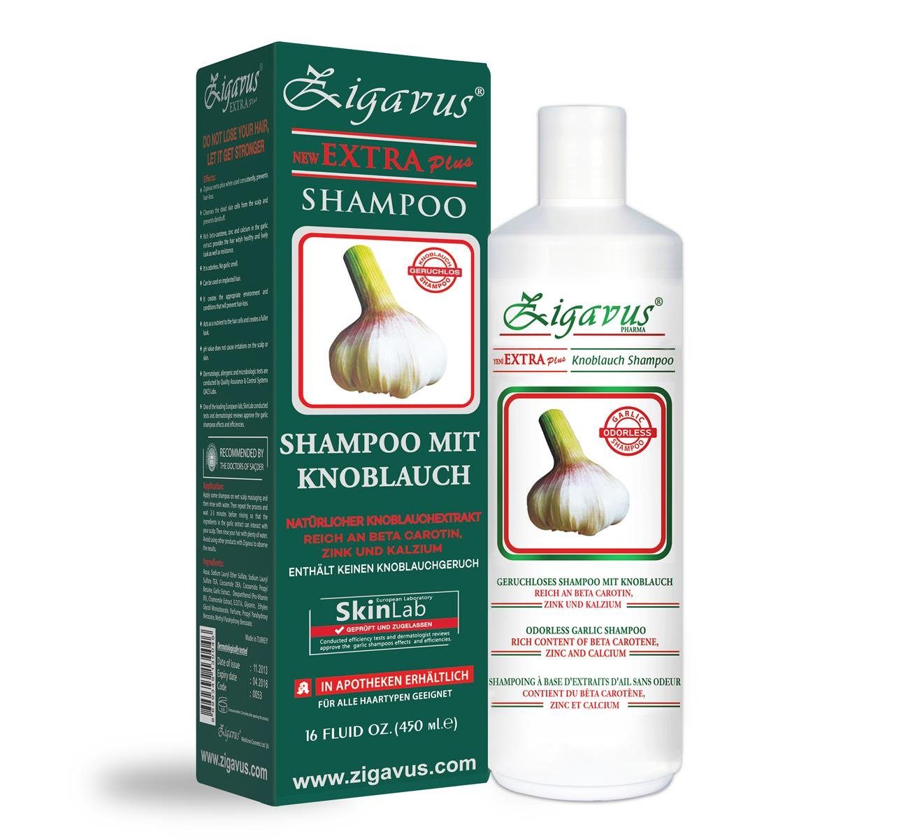 Zigavus Haarshampoo Plus ZIGAVUS 450ml, Shampoo Extra Knoblauch 1-tlg