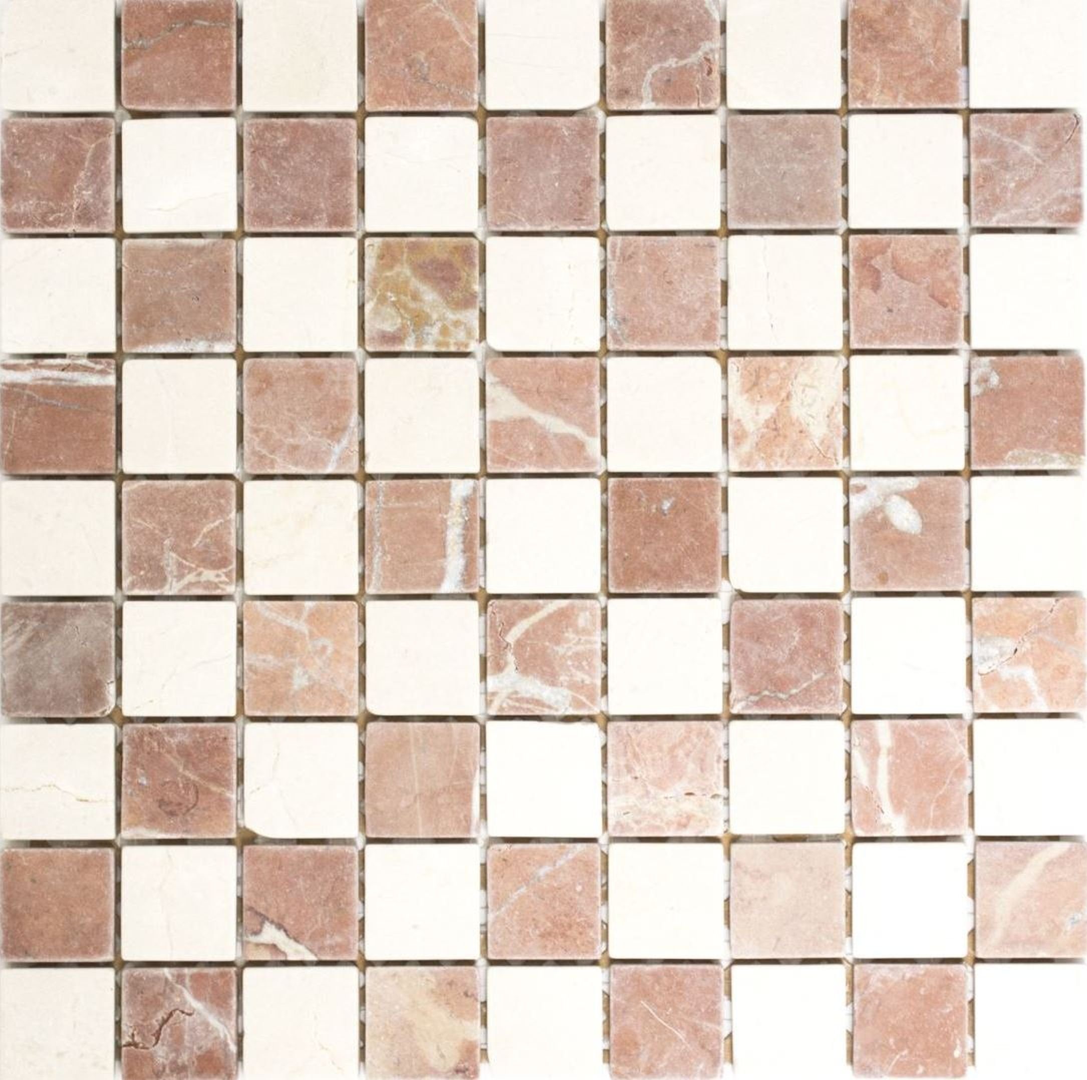 Mosani Mosaikfliesen Marmor Mosaik Bad Verona beige rot Naturstein Fliese Küche Rosso