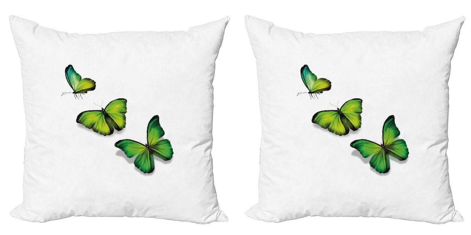 Kissenbezüge Modern Accent Doppelseitiger Digitaldruck, Abakuhaus (2 Stück), Grün Frühlings-Schmetterling