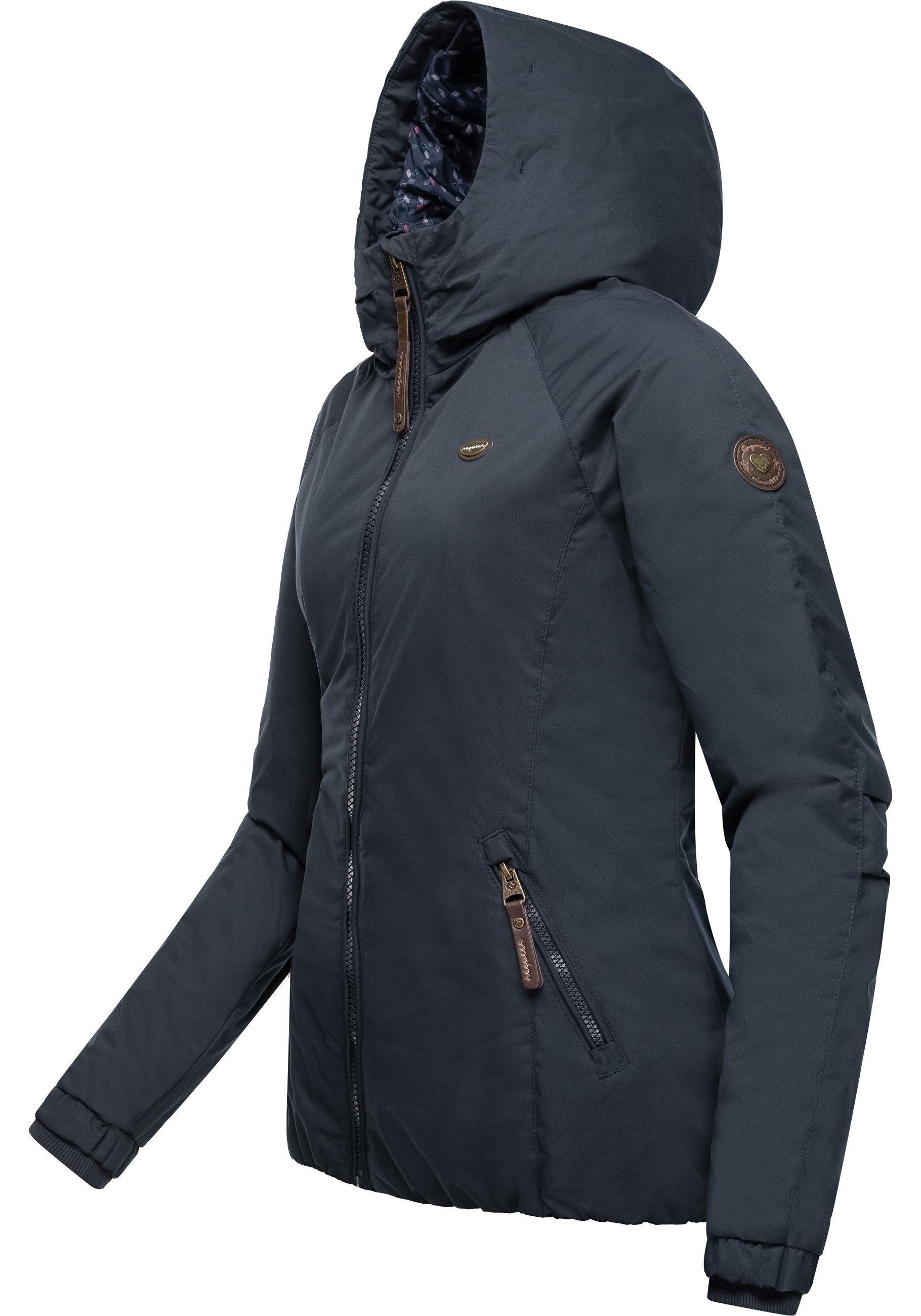 Ragwear Winterjacke Dizzie Winter Winter für mit Kapuze Outdoorjacke wasserdichte royalblau den