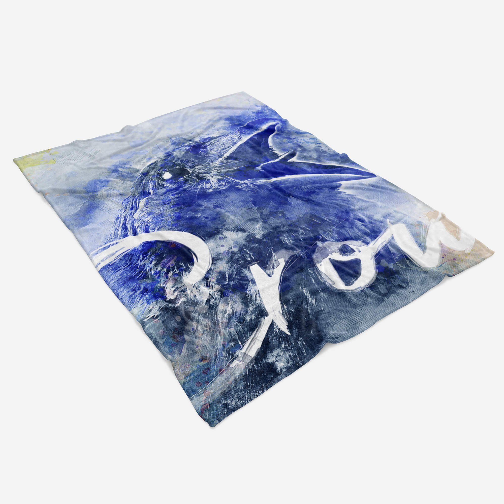 Sinus Art Handtücher Handtuch SplashArt Saunatuch Kunstvoll Crow Baumwolle-Polyester-Mix Motiv, Strandhandtuch Kuscheldecke Serie Handtuch Tier (1-St)