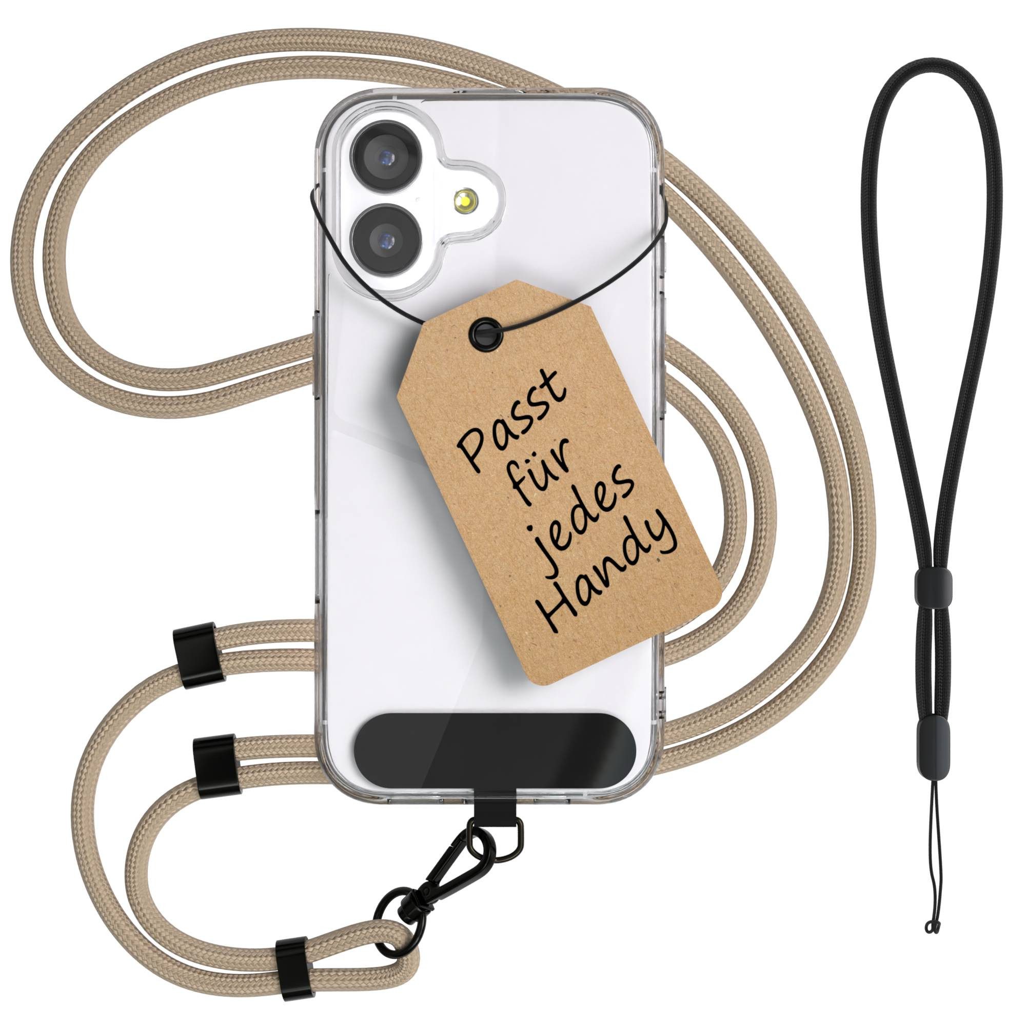 EAZY CASE Handykette Universal Handykette für alle Modelle zum Umhängen, Handykordel für Handyhülle, tragbar zu jedem Outfit in Taupe