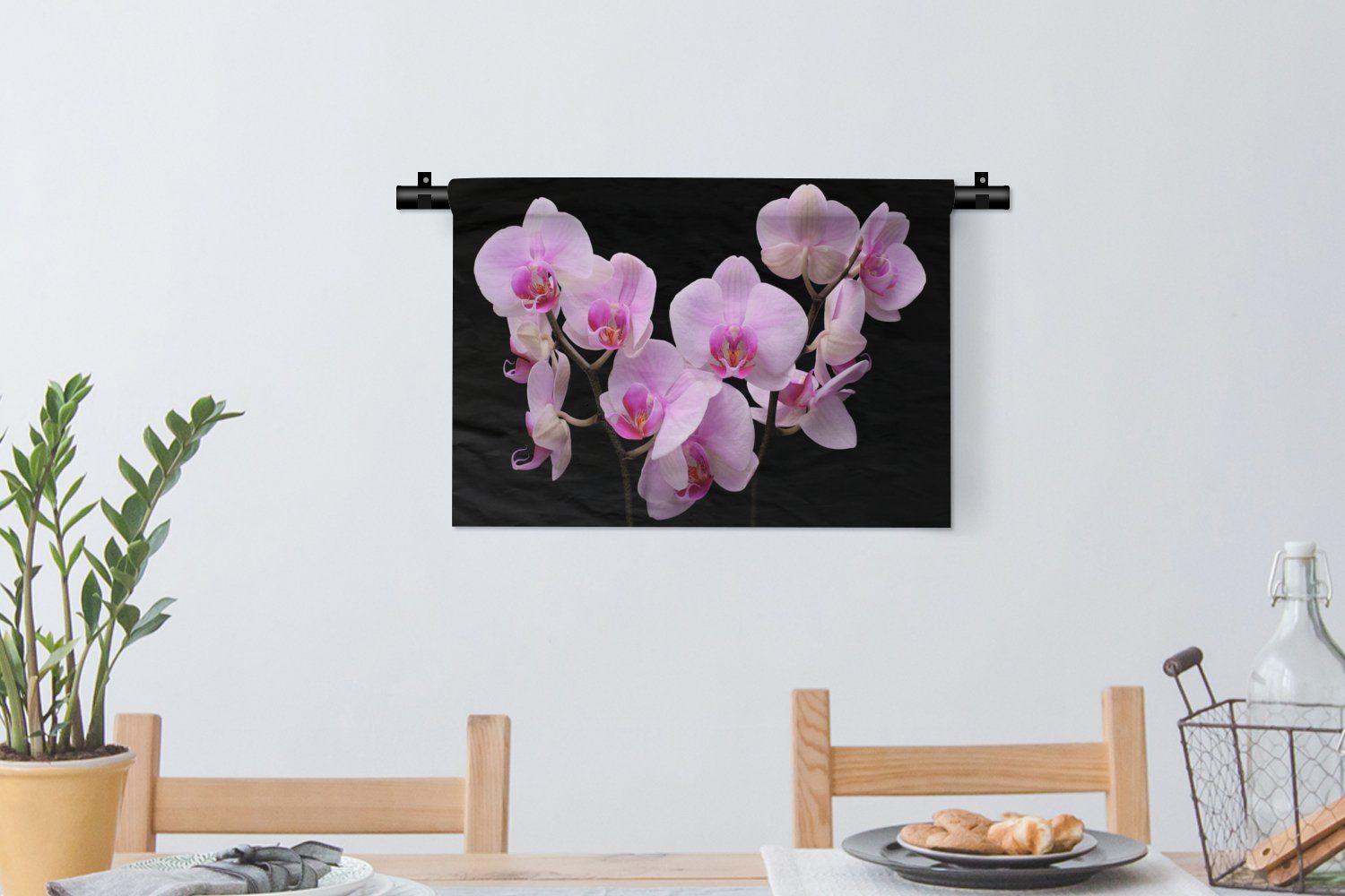 Kinderzimmer Orchidee Kleid, Wanddeko - Flora, - Rosa Blumen Wanddekoobjekt Schlafzimmer, Wohnzimmer, MuchoWow - Wandbehang, für