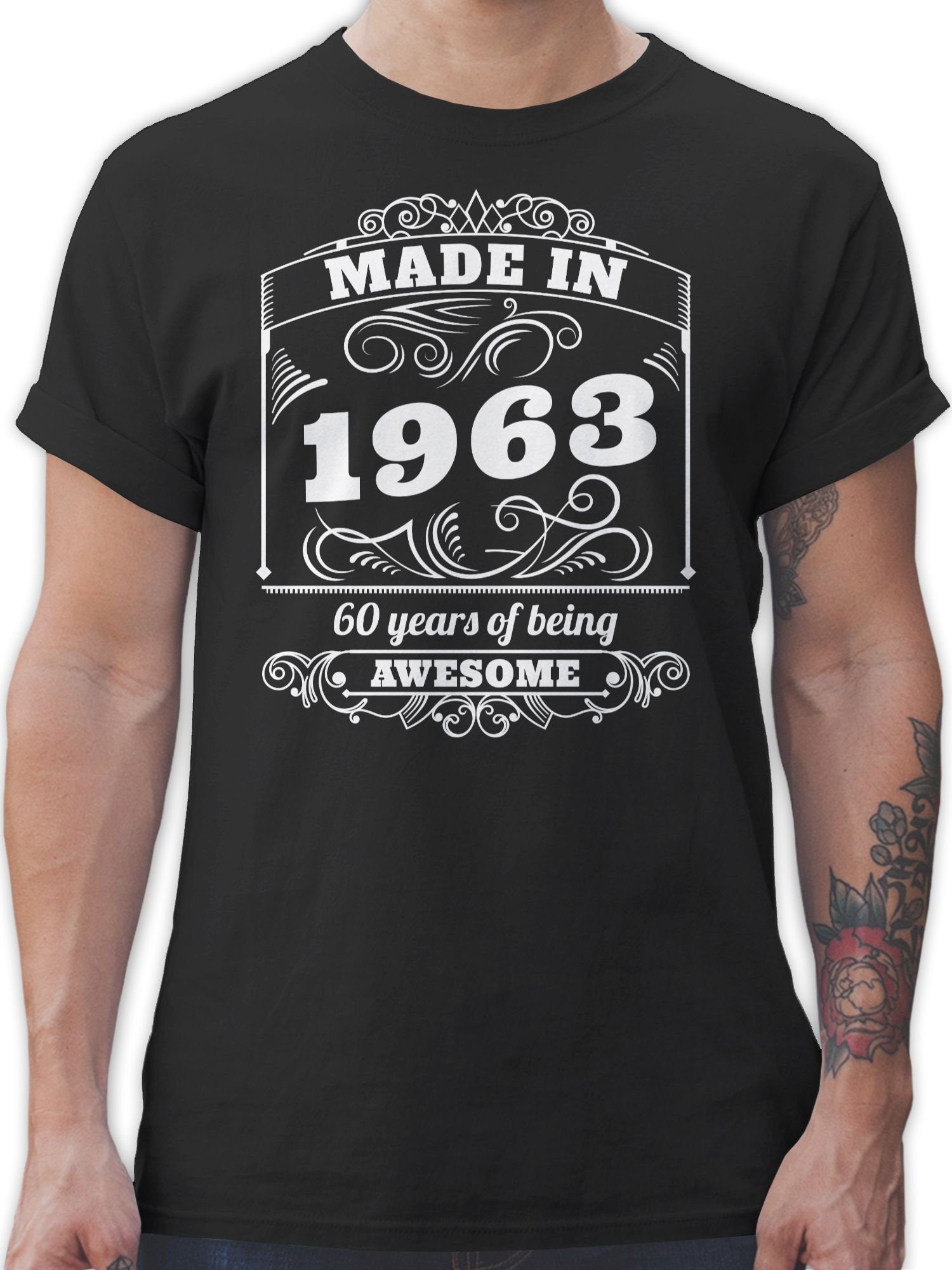 Shirtracer T-Shirt Made in 1963 Sixty years of being awesome 60. Geburtstag 1 Schwarz