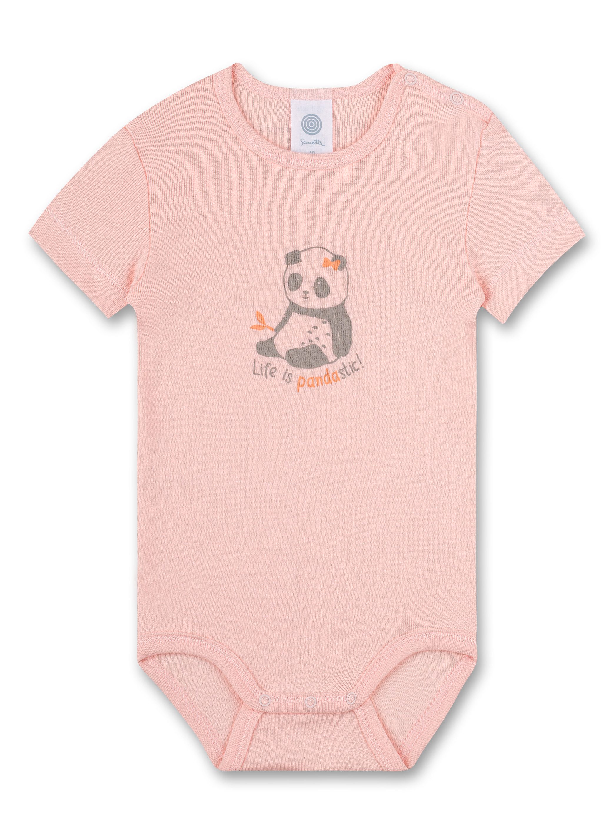 Sanetta Kurzarmbody Baby Kurzarmbody aus Baumwolle mit Panda-Print