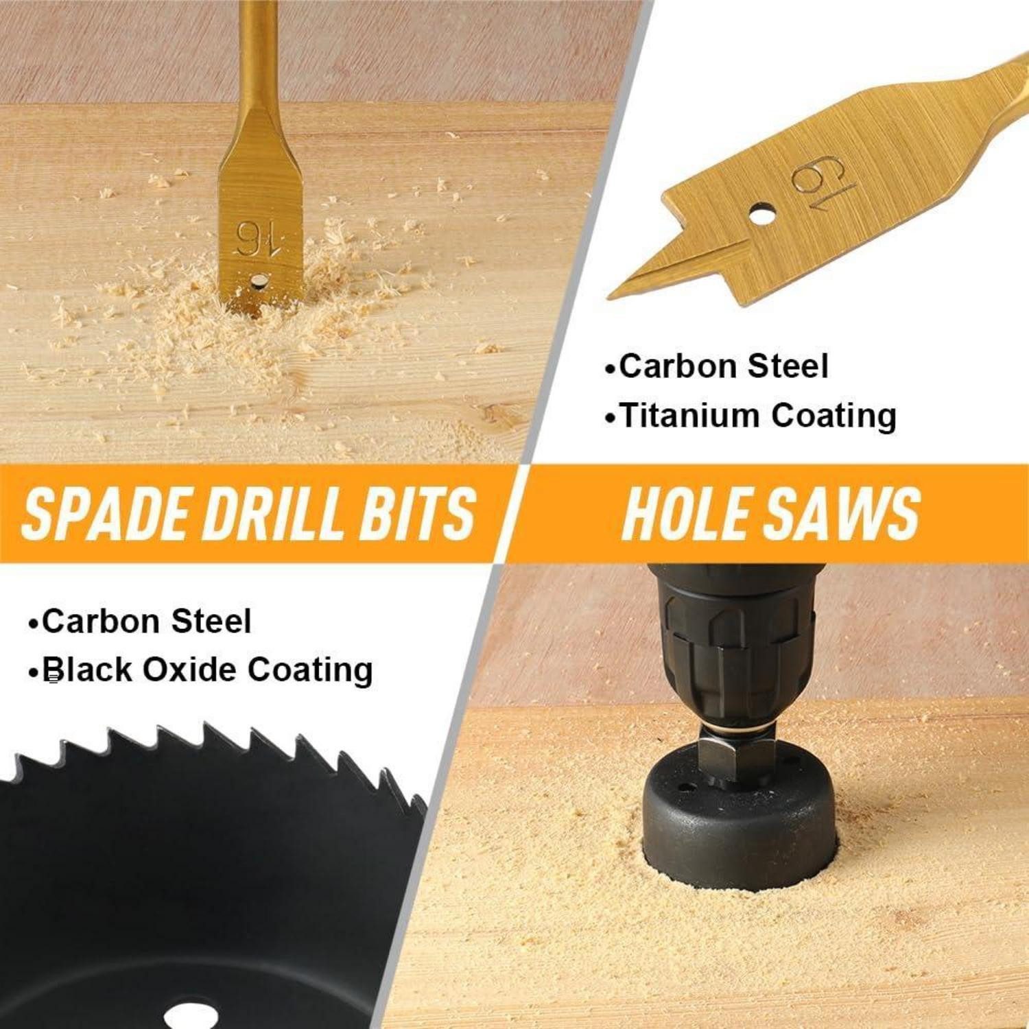 LuxusKollektion Holzbohrer Bohrerset 62-tlg Holz HSS Spiral Flach Dreispitz