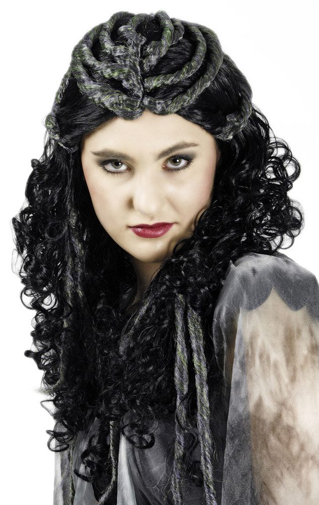 Kostüm-Perücke Voodoo Schwarze Langhaar Perücke mit Dreadlocks