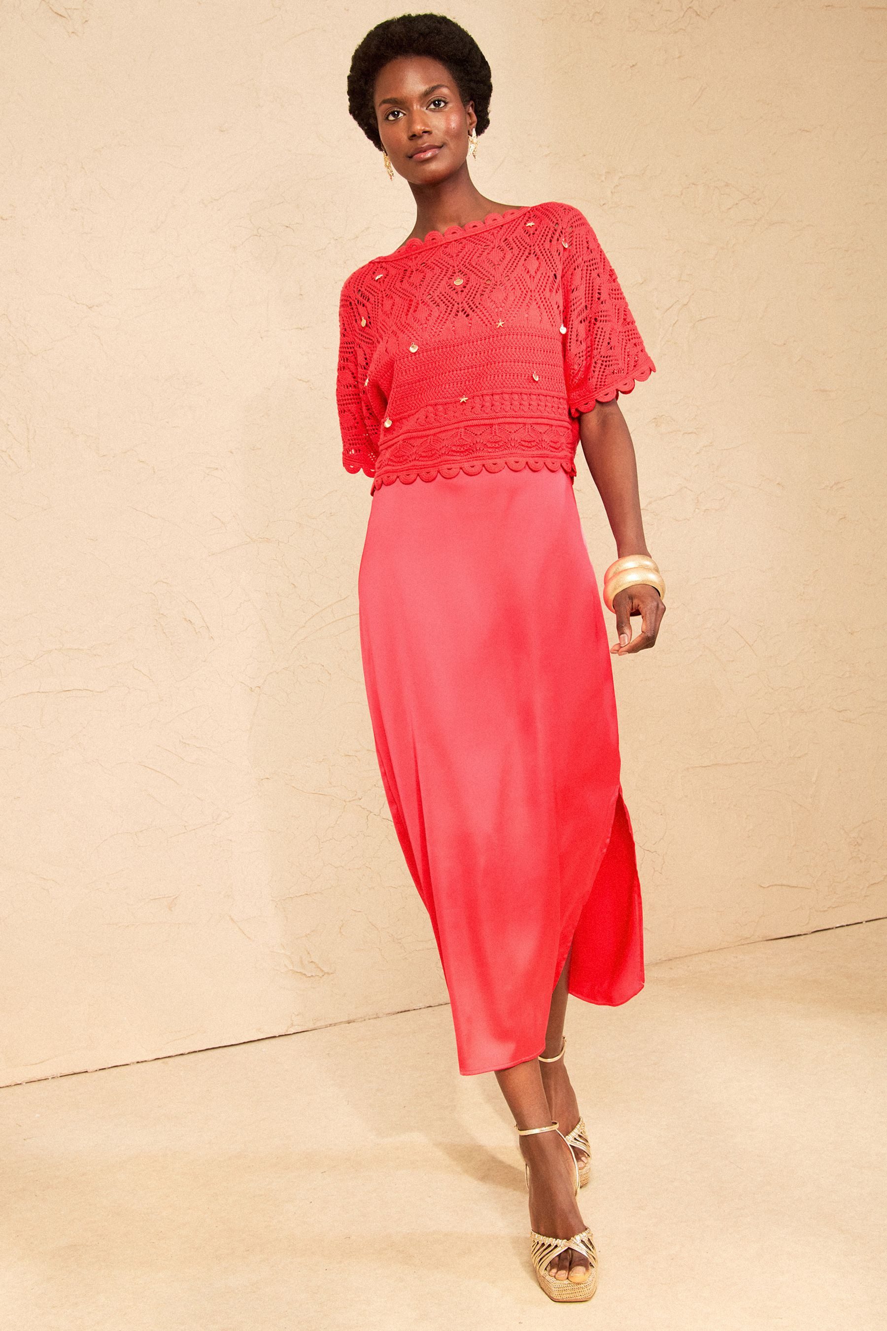 Love & Roses Midikleid Love & Roses 2-in-1-Midikleid, Regular (2-tlg)