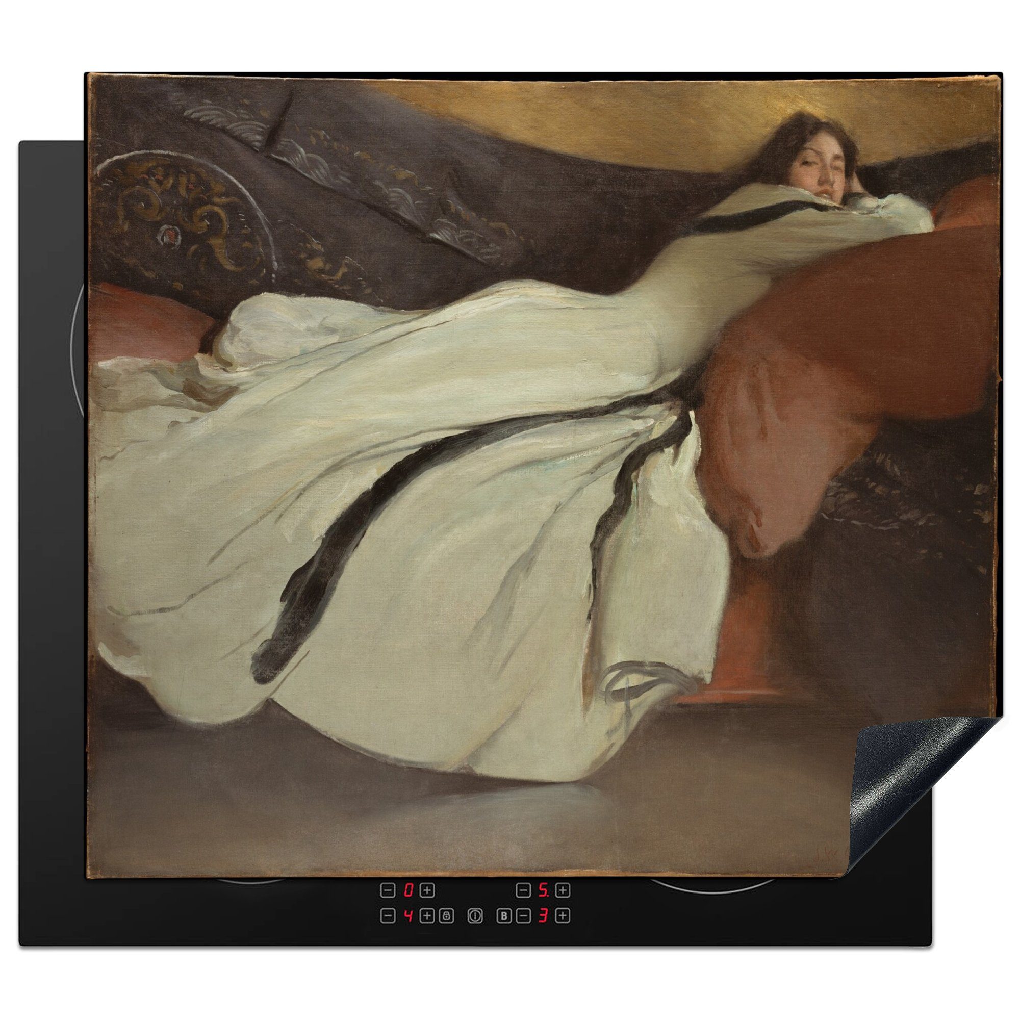 MuchoWow Herdblende-/Abdeckplatte Ruhestellung - Gemälde von John White Alexander, Vinyl, (1 tlg), 59x52 cm, Ceranfeldabdeckung für die küche, Induktionsmatte