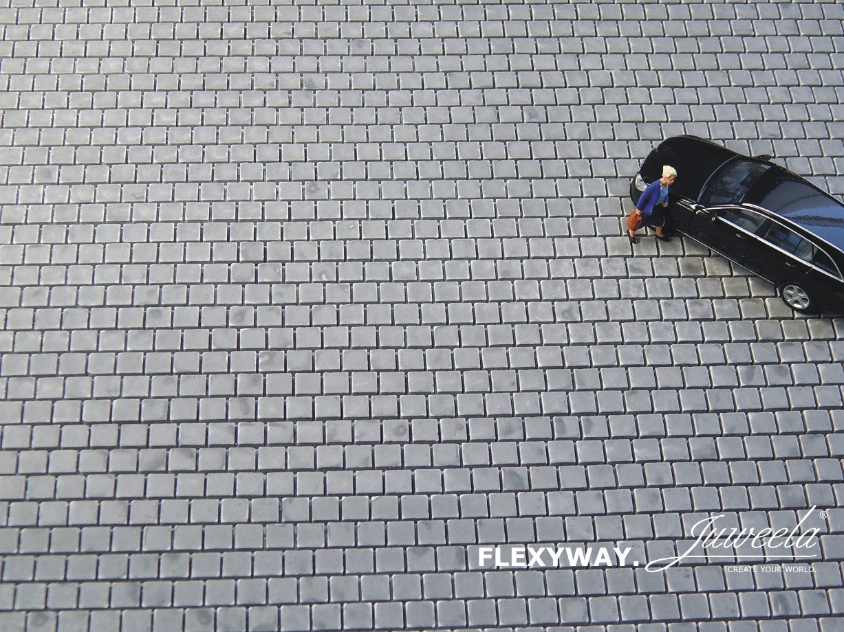Juweela Mikora E.K. Modelleisenbahn-Baustelle Juweela H0 28282 FLEXYWAY Gehweg Platten 40x40 grau dunkel, 2 Seg...
