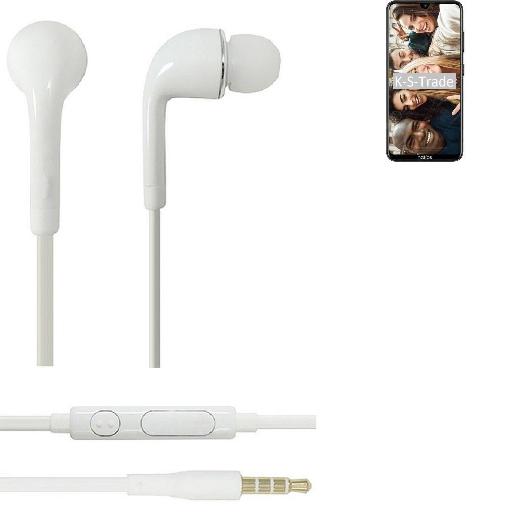 K-S-Trade für TP-LINK Neffos X20 3,5mm) mit Lautstärkeregler weiß Mikrofon Pro Headset u (Kopfhörer In-Ear-Kopfhörer