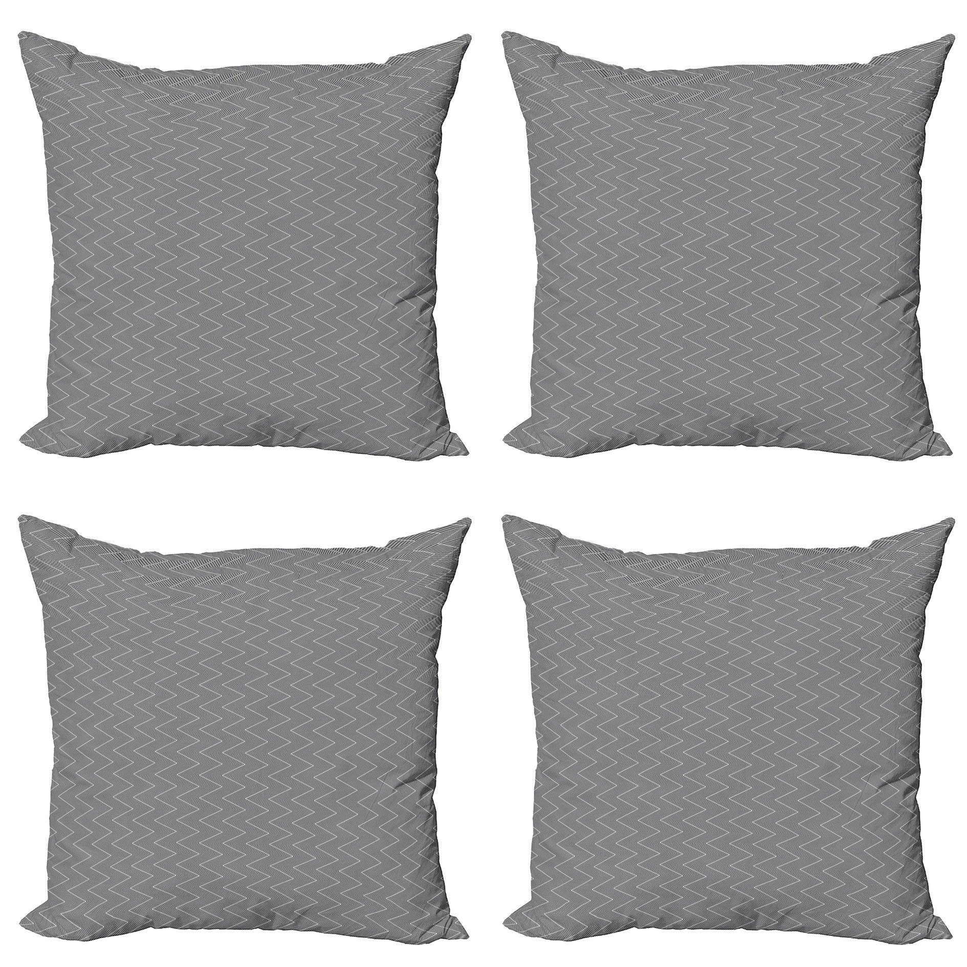 Schwarzweiss Doppelseitiger Abakuhaus Zigzags (4 Accent Digitaldruck, Stück), Kissenbezüge Geometrisch Modern