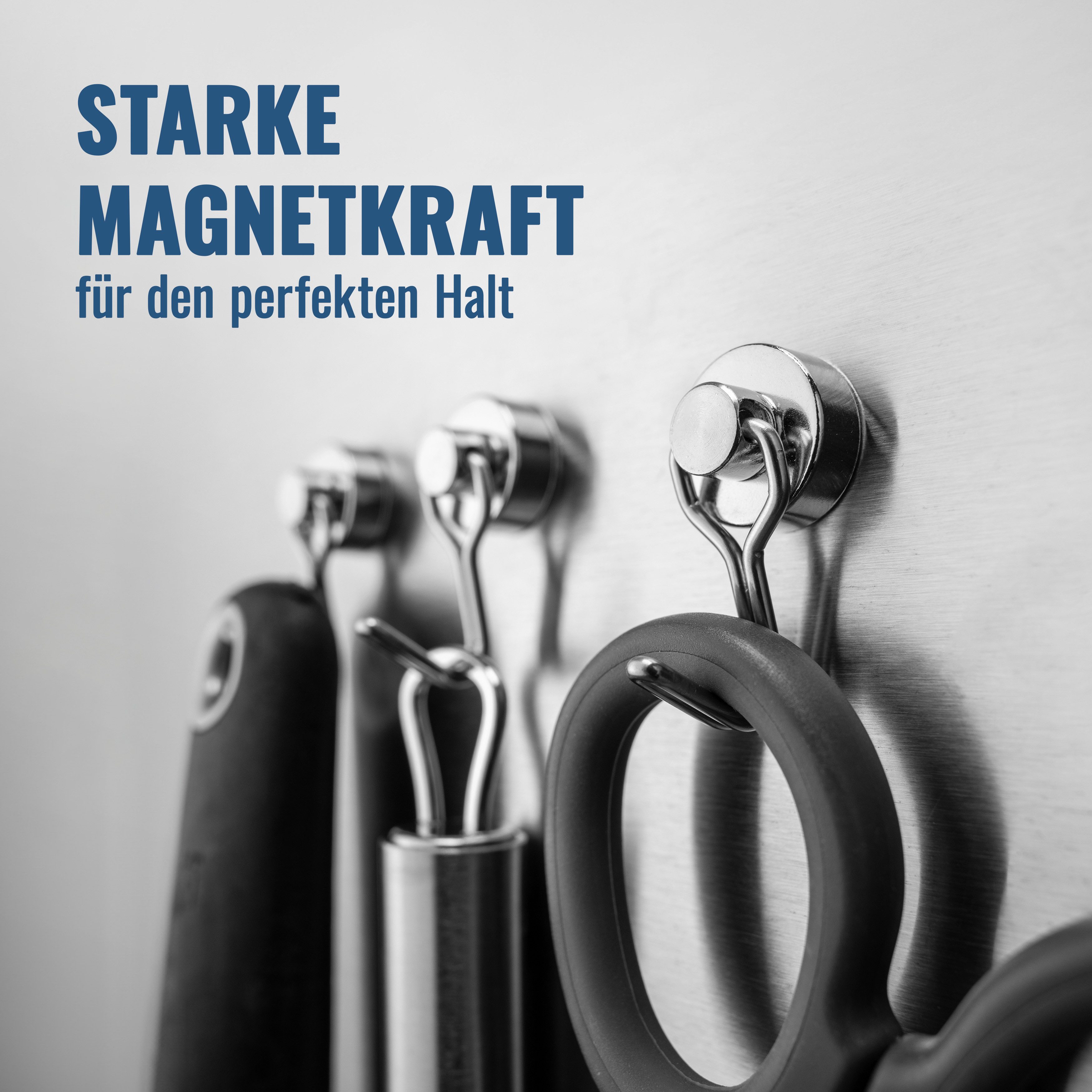 Poppstar Magnethalter (8-St), Magnethaken 8x extra stark drehbar (8 kg Haftkraft) aus Neodym