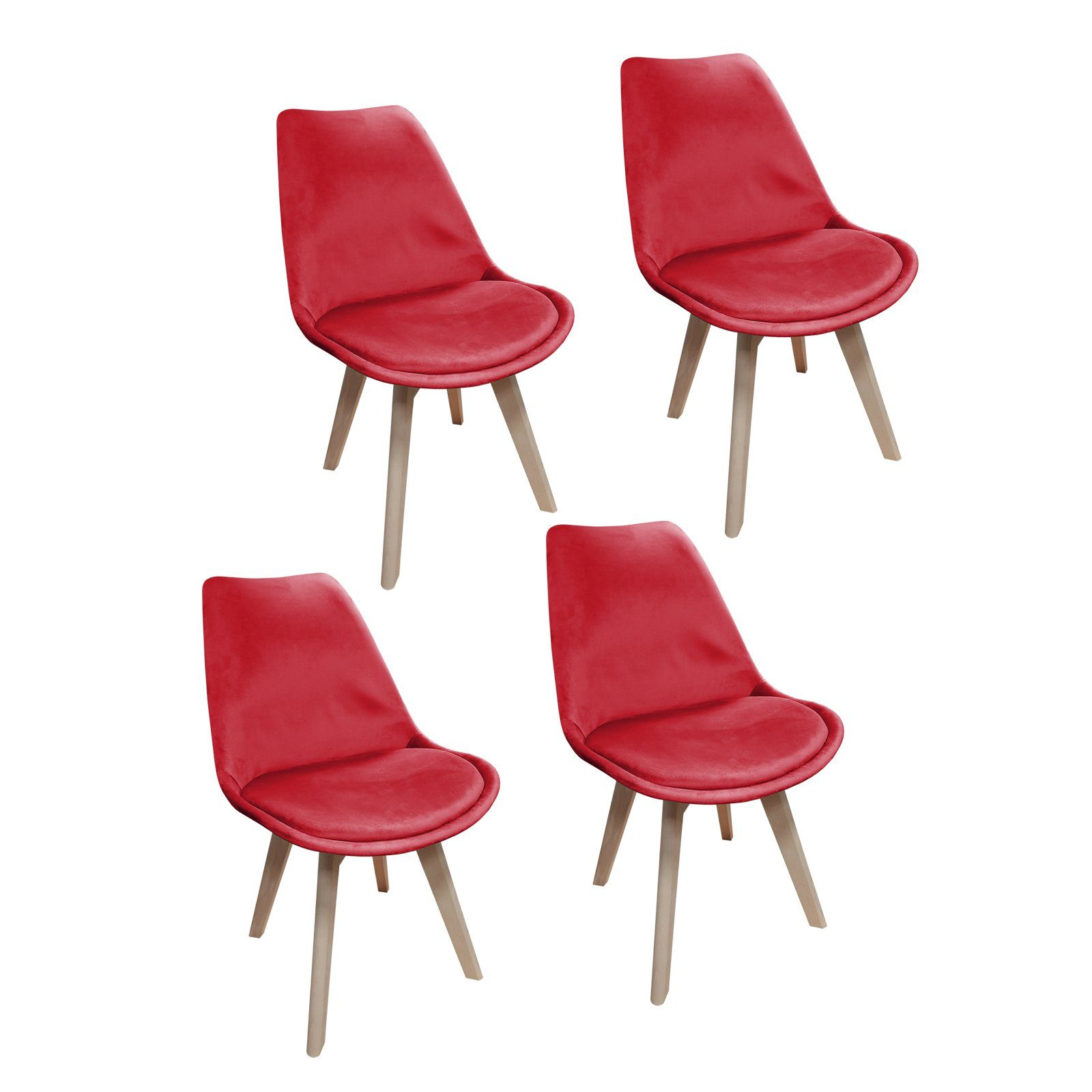 HTI-Living Esszimmerstuhl Stuhl Atlanta Velvet Uni 4er-Set (Set, 4 St), Esszimmerstuhl Samt Rot | Stühle