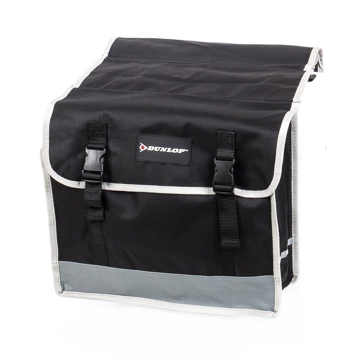 Dunlop Fahrradtasche Doppel Gepäckträger Satteltasche, Fahrradtasche mit Clip-Verschluß und Reflektoren