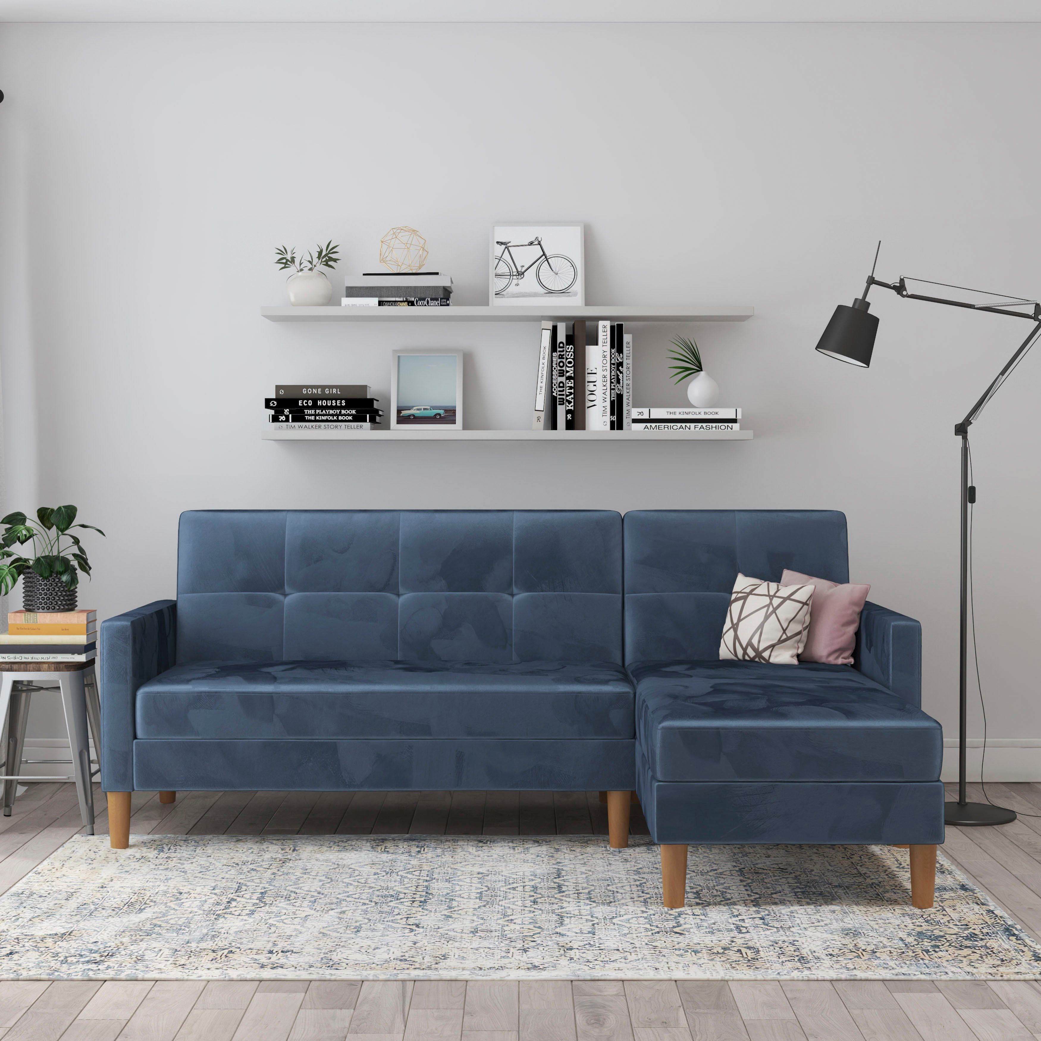 Dorel Ecksofa Lilly, mit cm 43 Recamiere montierbar, beidseitig Bett-Funktion, Home Sitzhöhe