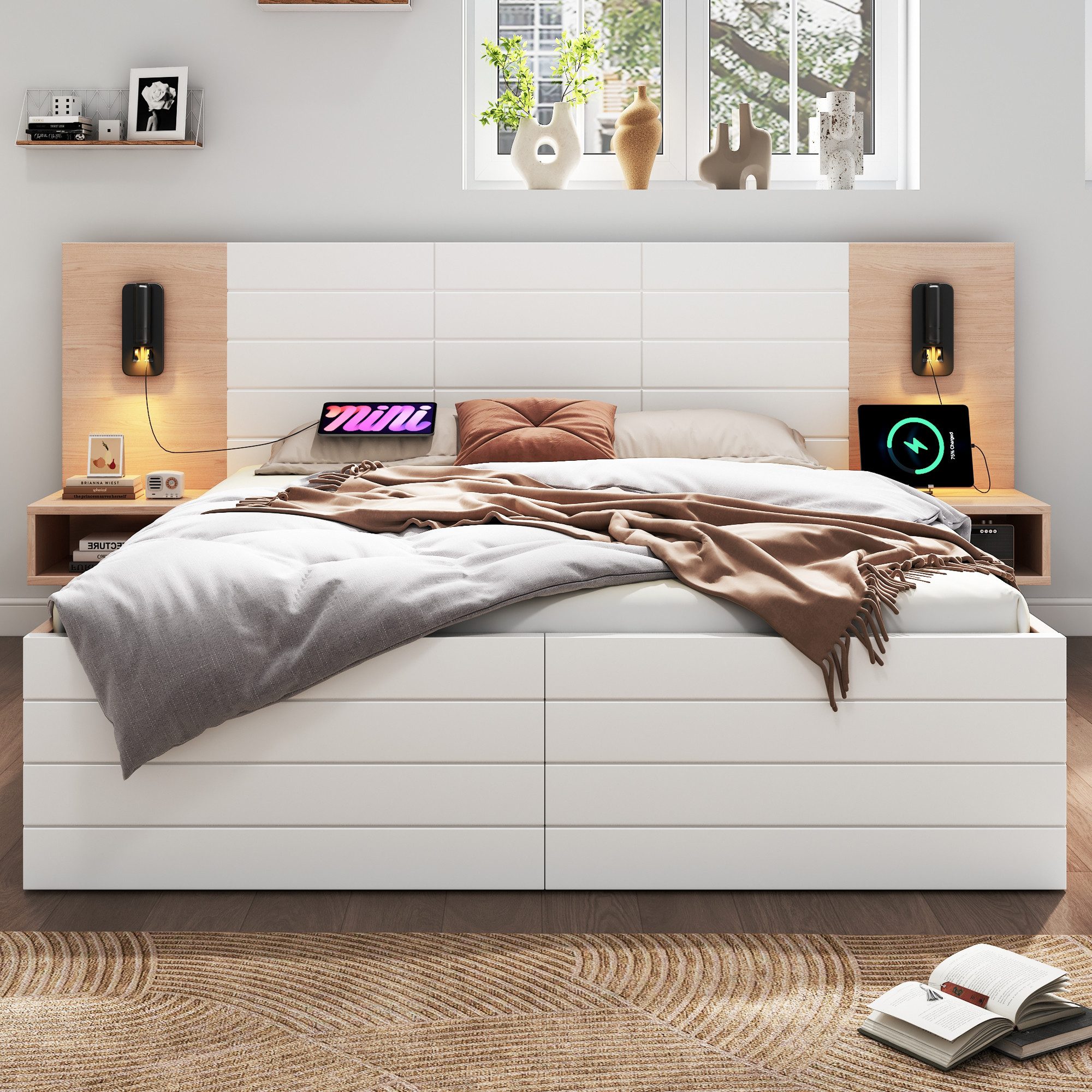 OKWISH Polsterbett Bettanlage mit Stauraum (Doppelbett, günstig online kaufen