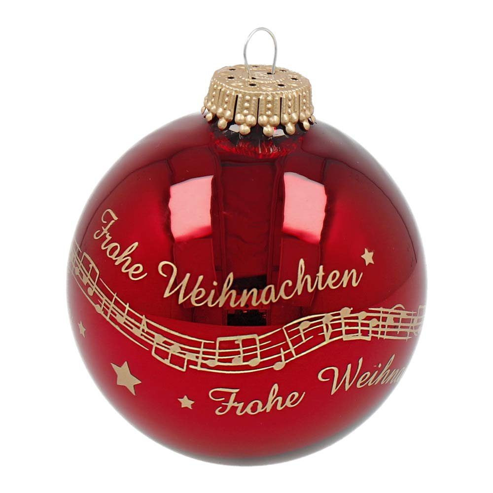 mugesh Weihnachtsbaumkugel Weihnachtskugel für bordeauxrot Musiker Notenzeile Stille Nacht