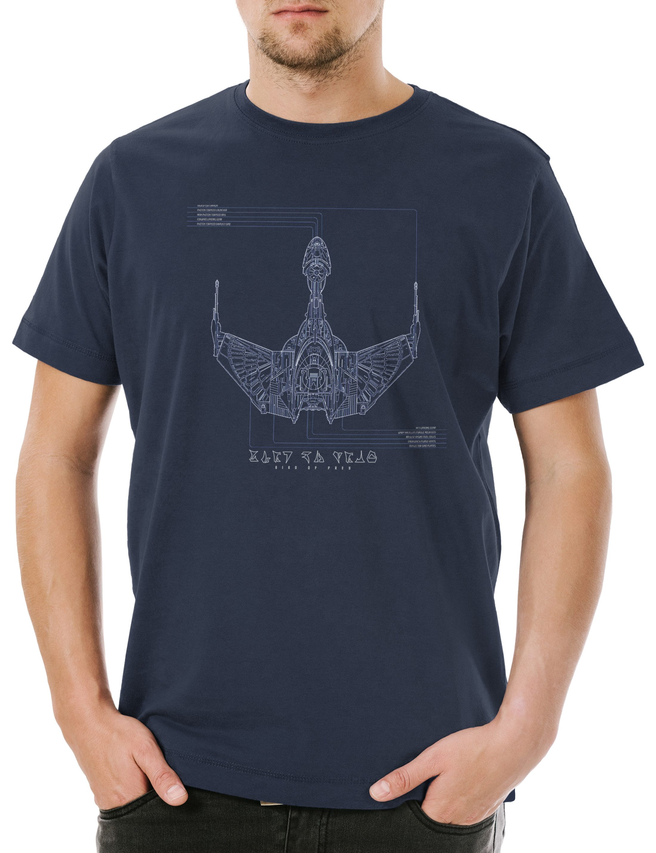 Print-Shirt Prey Bluebrint Herren T-Shirt Raumschiff Star Spaceship Sci-Fi Bauplan