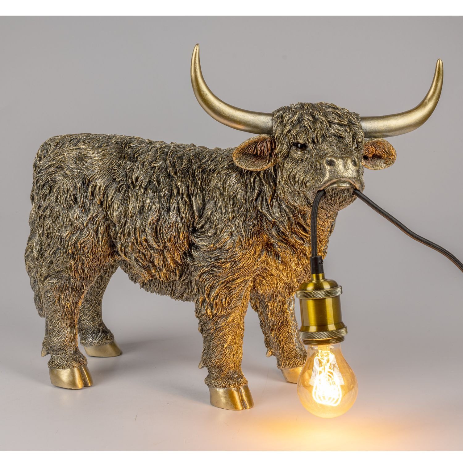 formano Tischleuchte Tierlampen, Höhe: 38cm, Farbe: Gold, Motiv: Kuh