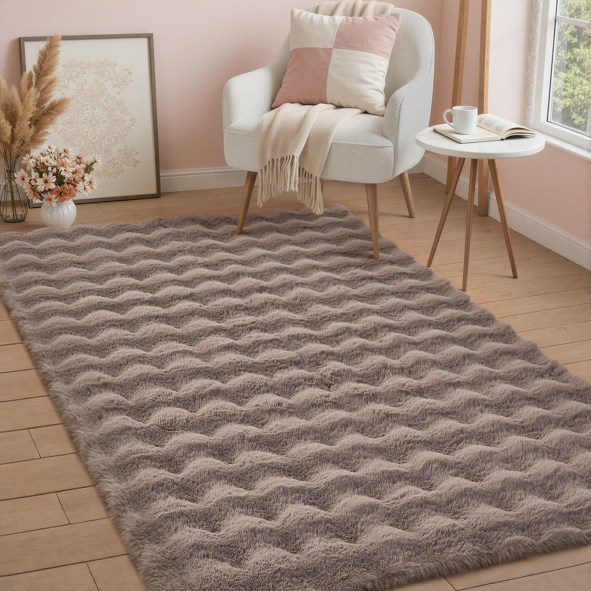 PURECOZY Hochflor-Teppich aus Mikrofaser, weich, rutschfest & maschinenwaschbar, Rechteckig, Höhe: 23 mm, geeignet für verschiedene Innenräume