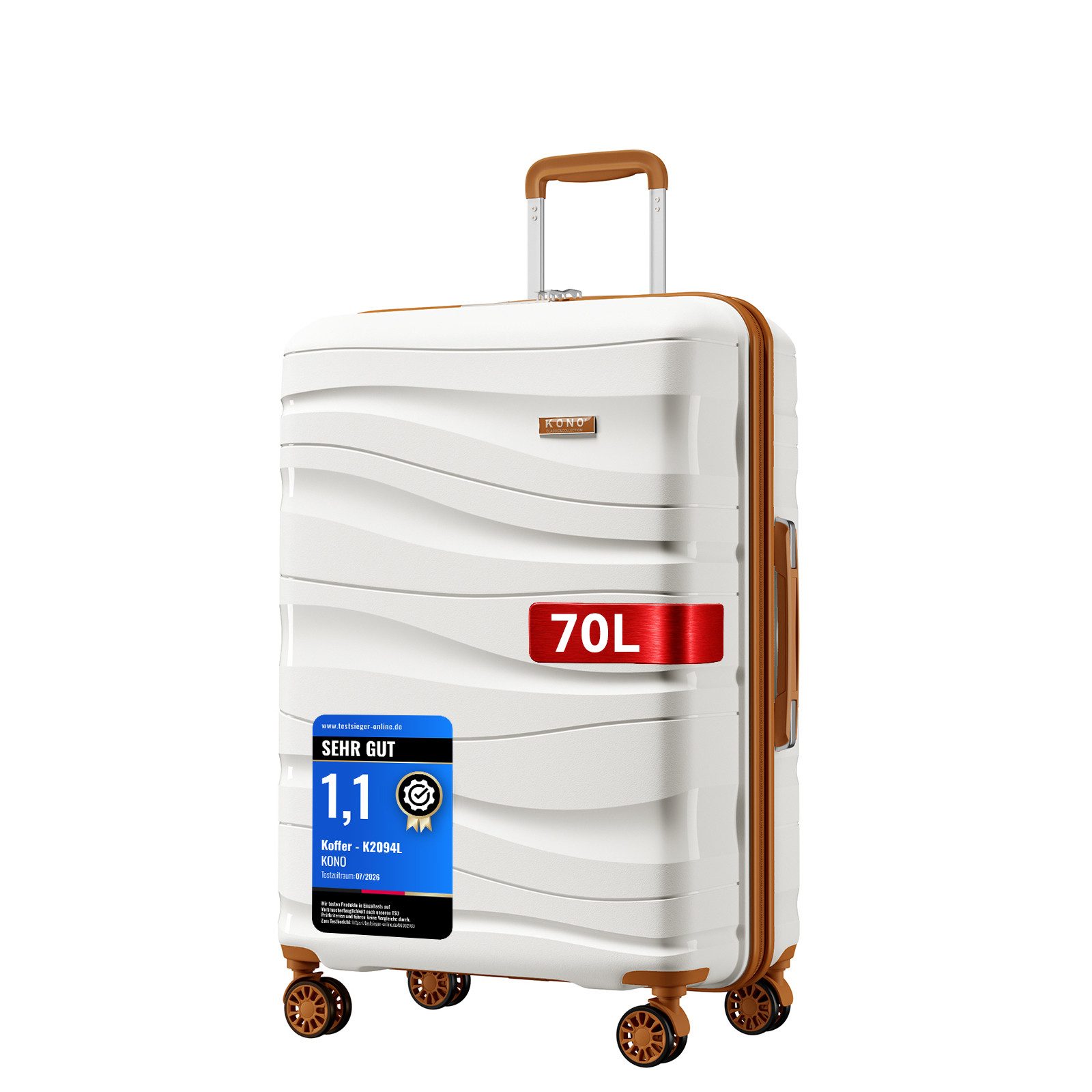KONO Handgepäck-Trolley Leicht Hartschalenkoffer Reisekoffer mit 4 Rollen und TSA Schloss