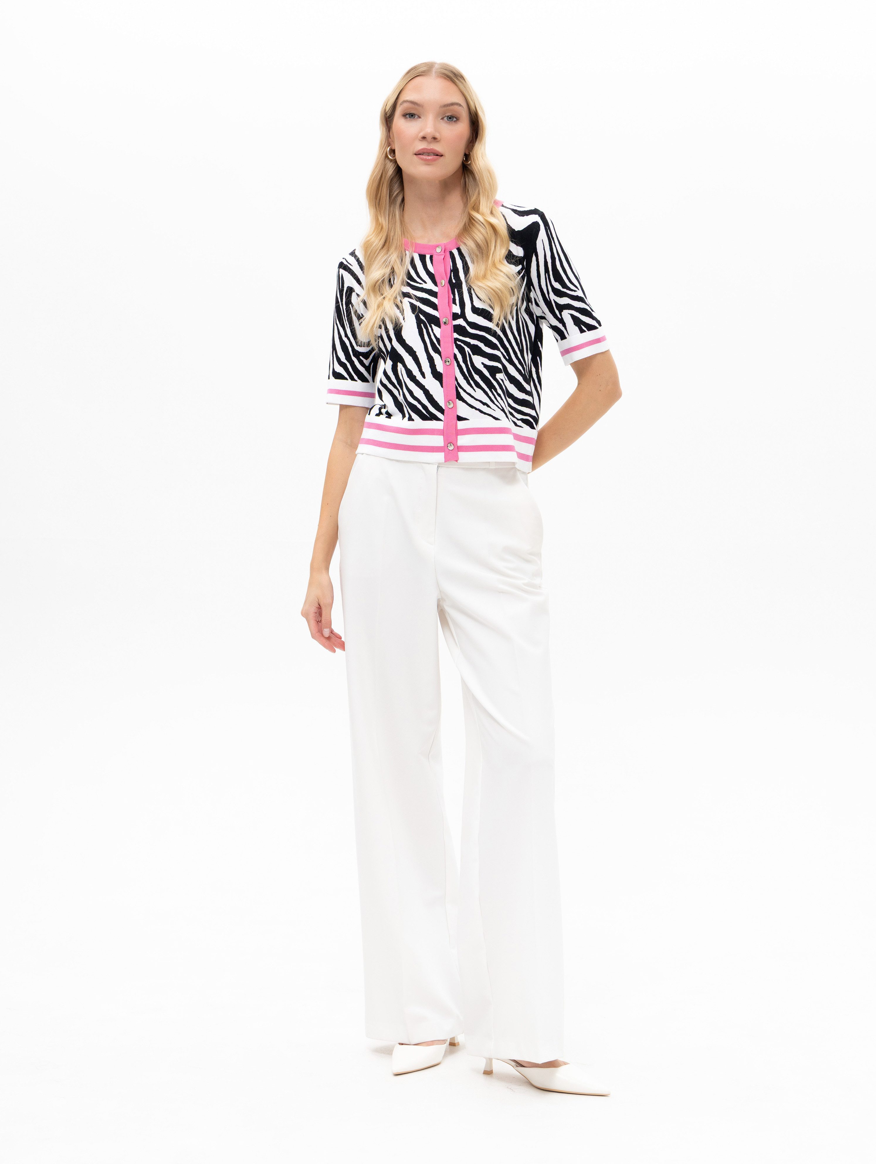 Passioni Cardigan mit pinker Knopfleiste pinke Knopfleiste – Bild 3 von 4