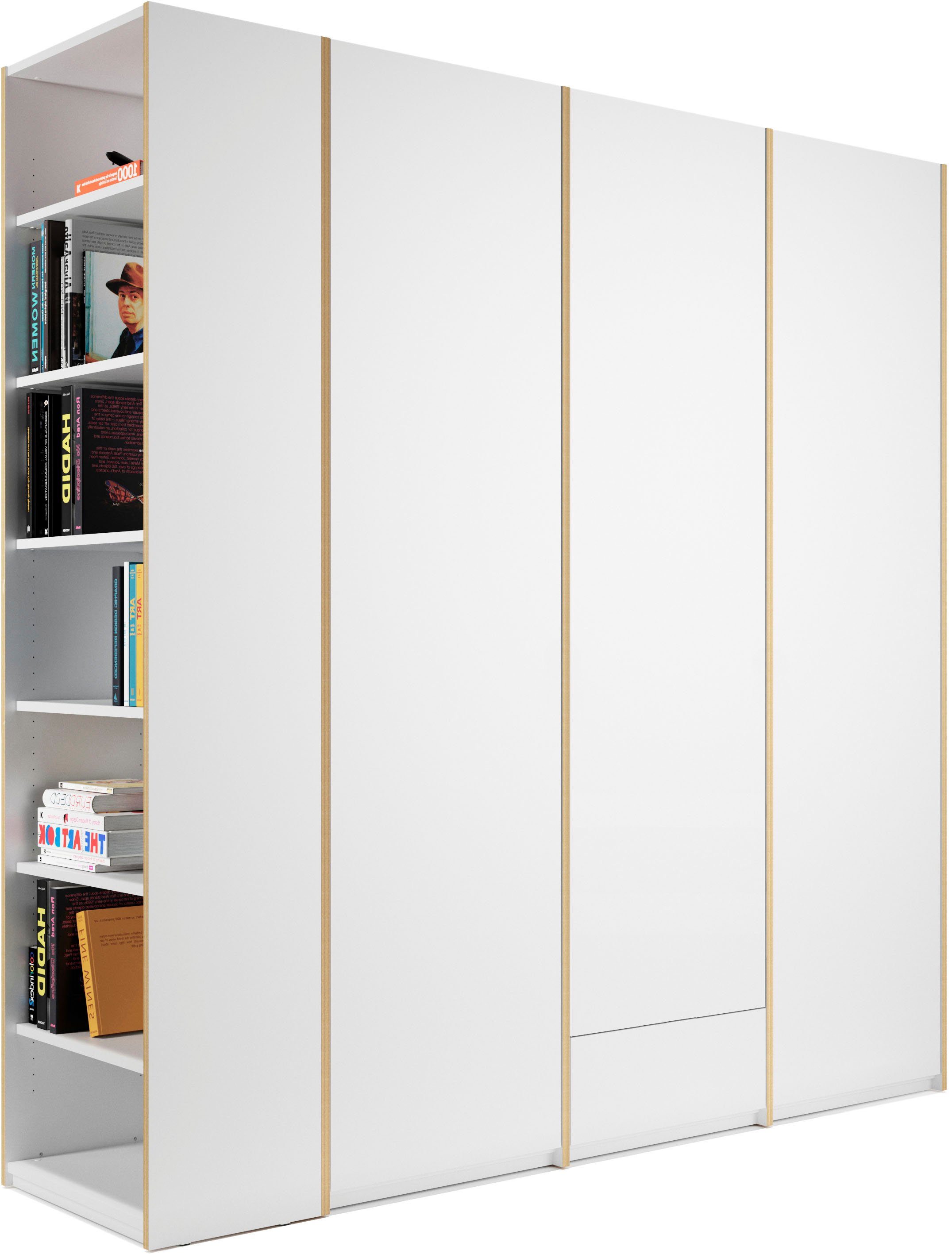 Müller geräumige LIVING oder SMALL Plus Variante Modular | Kleiderschrank rechts weiß/birke montierbar weiß/birke 3 Schublade, links Anbauregal