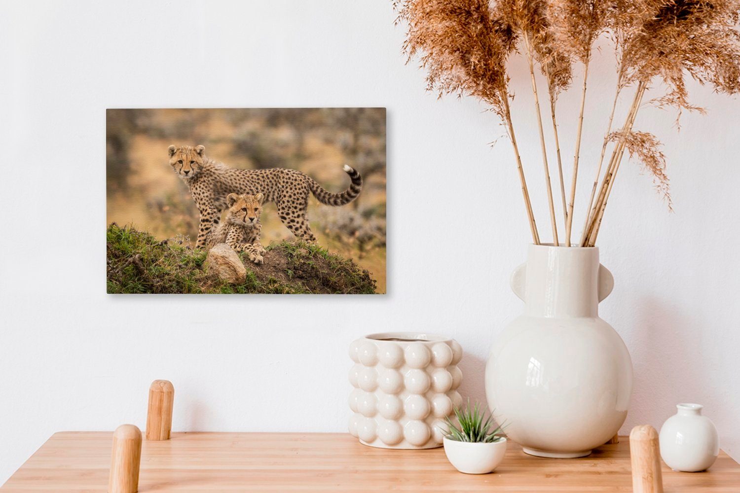 (1 cm - Jungtier St), OneMillionCanvasses® Wanddeko, Aufhängefertig, Leinwandbilder, 30x20 - Leopard Wandbild Leinwandbild Natur,