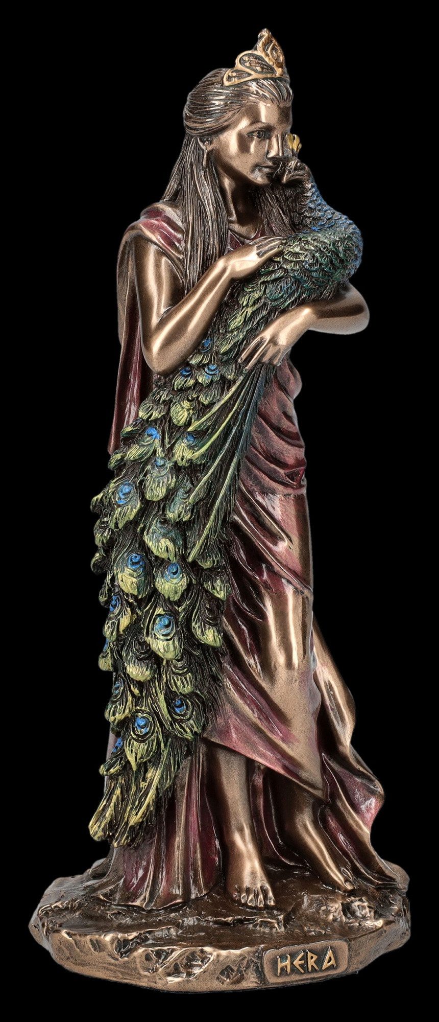Figuren Shop GmbH Dekofigur Hera Figur mit Pfau - Göttin der Ehe - Veronese günstig online kaufen