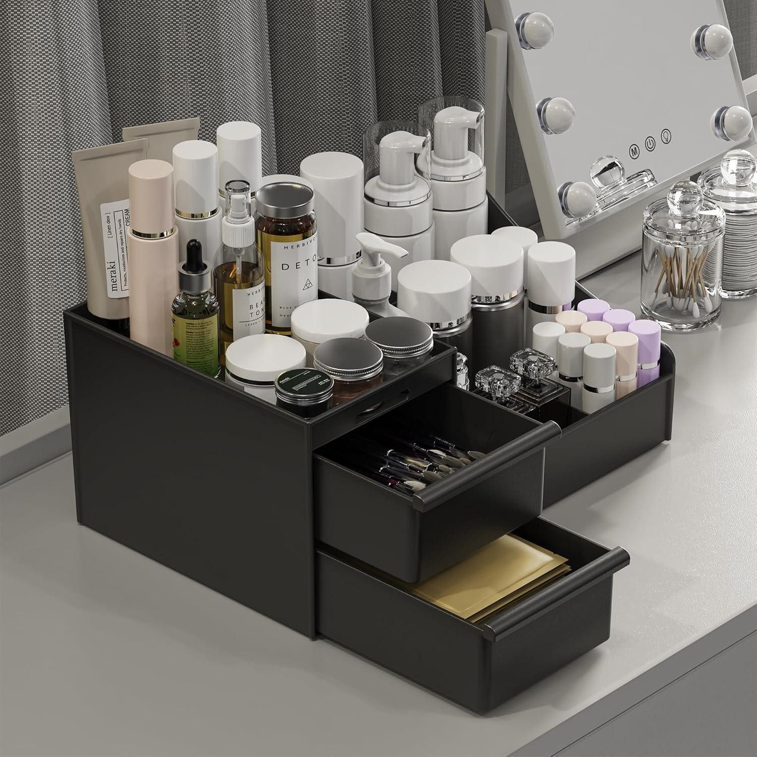 LuxusKollektion Make-Up Organizer Kosmetik Organizer Schubladen Schminktisch Waschtisch Schwarz