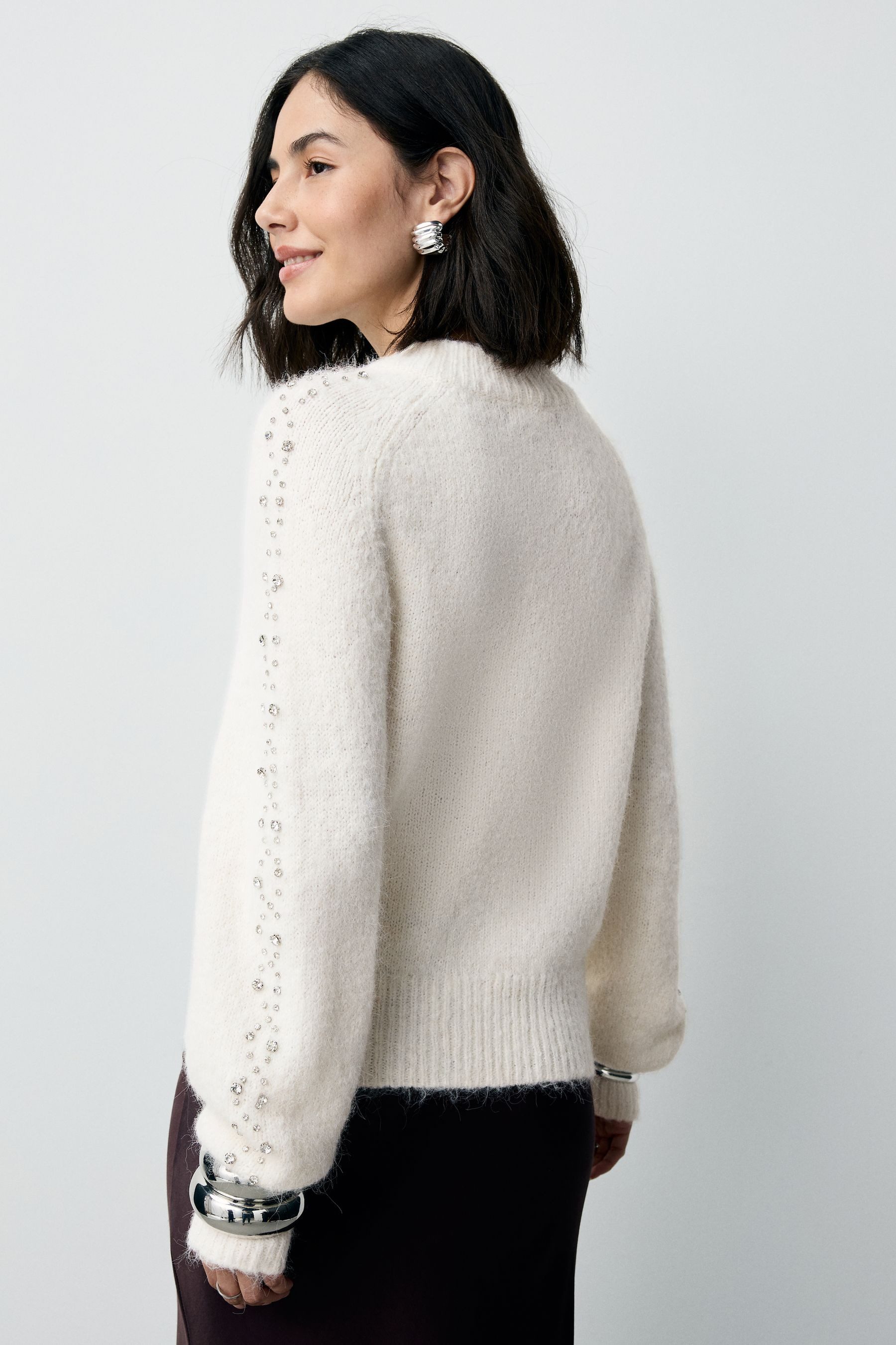 Next Strickpullover Polopullover mit Wollanteil und Juwelenverzierung (1-tl günstig online kaufen