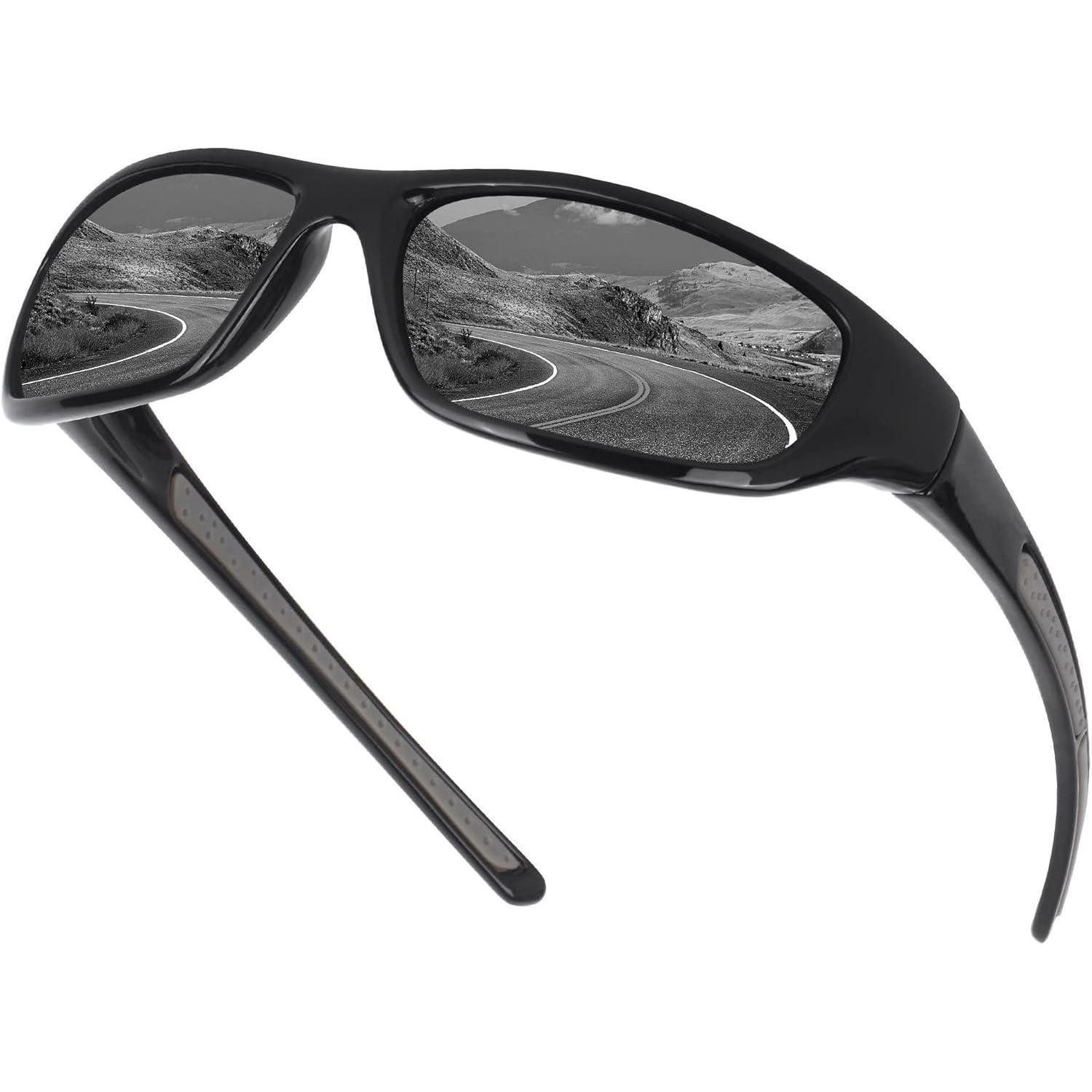 LuxusKollektion Monoscheibensonnenbrille Sonnenbrille Herren Damen polarisierte Sportbrille UV400 Schwarze