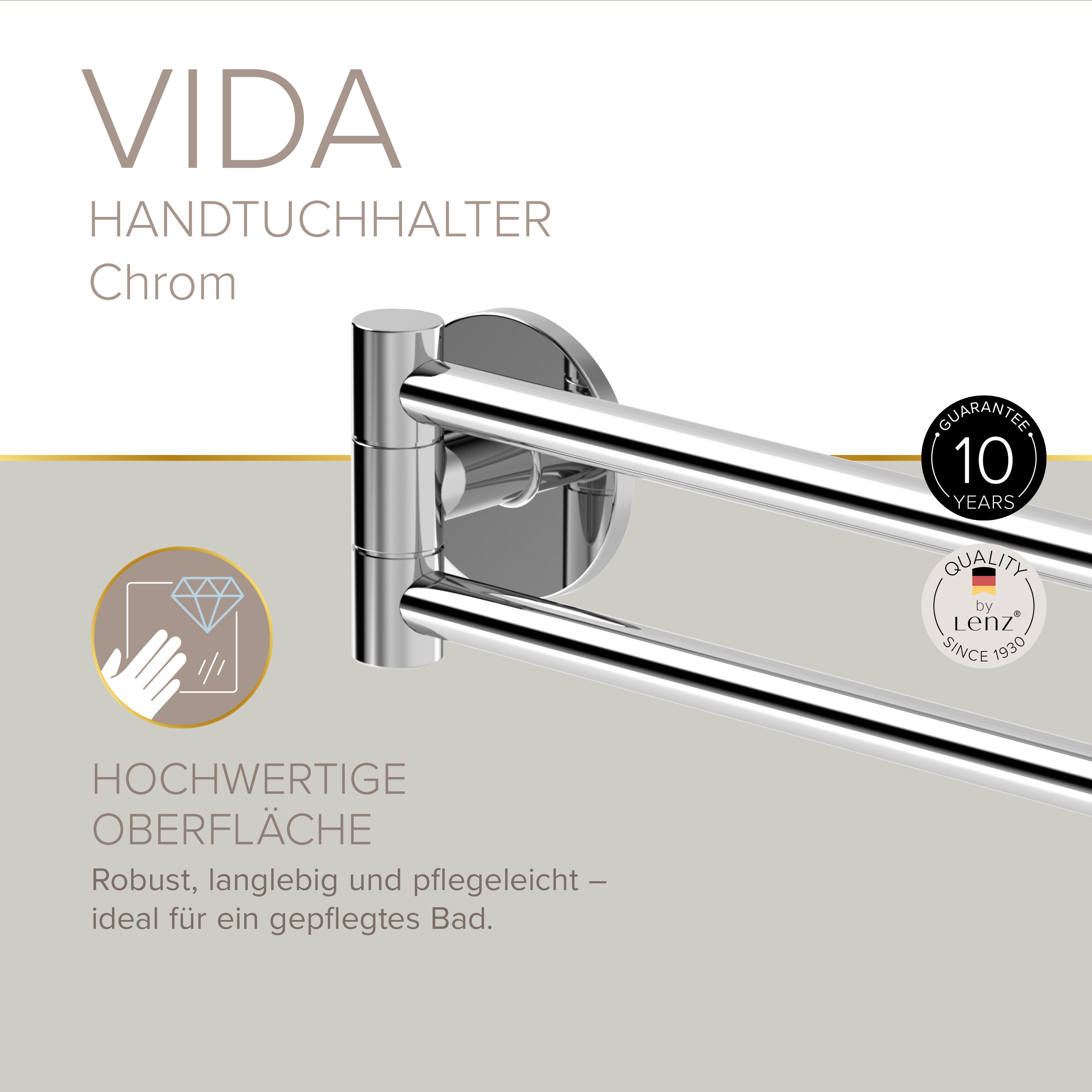 Lenz Doppelhandtuchhalter HYGGE, VIDA, einklappbare Arme