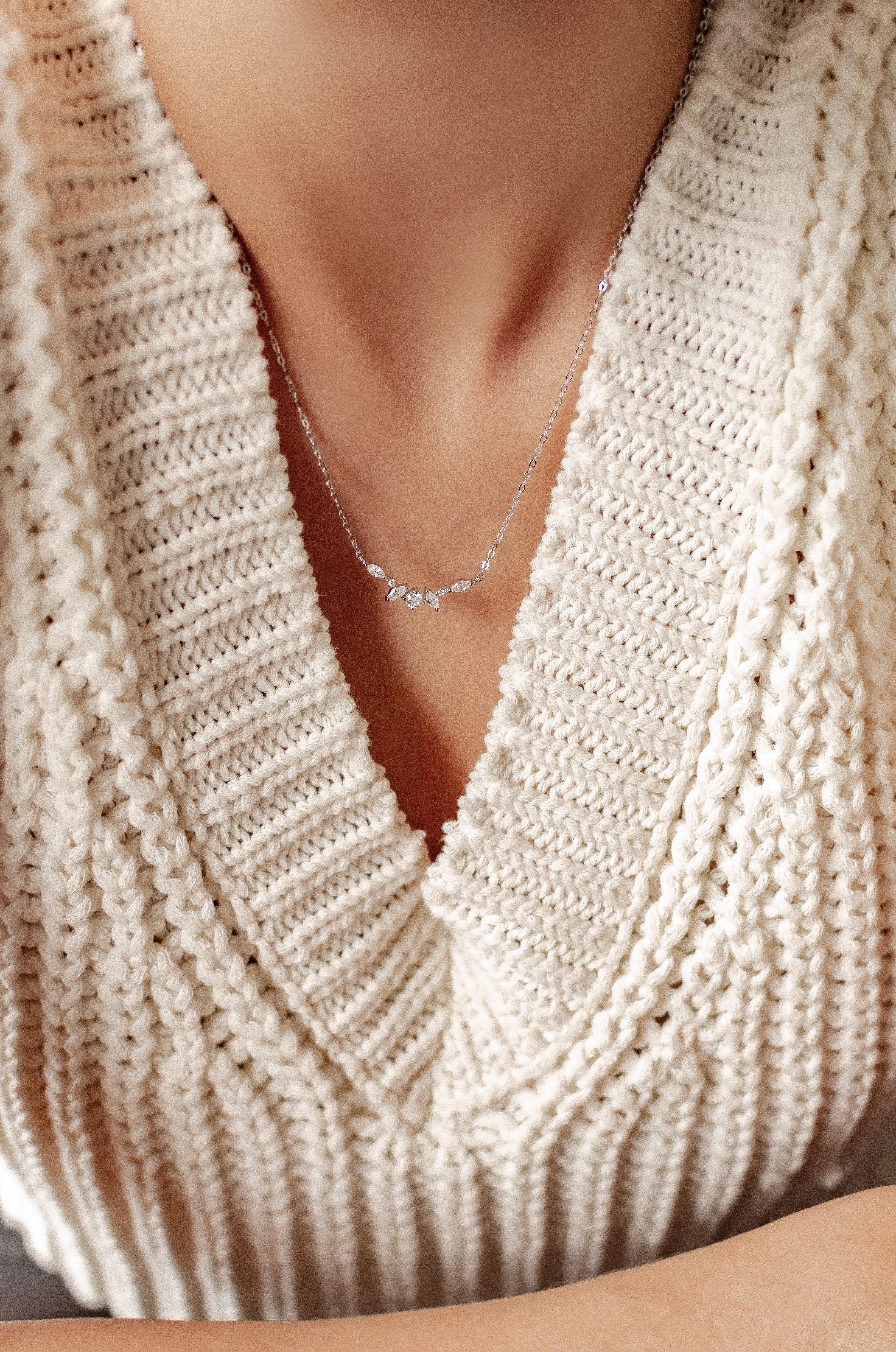 Hey Happiness Silberkette Kette Silber 925 für Damen mit Anhänger Zirkonia, Silber Halskette mit Edelsteinen, 18K Vergoldung, Hochzeitschmuck