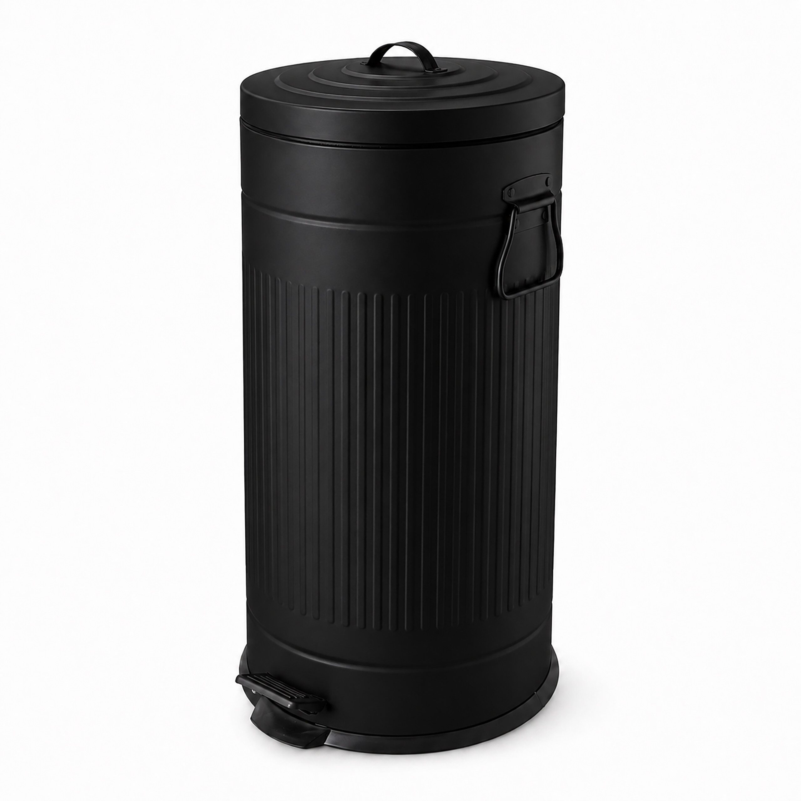 relaxdays Mülleimer Retro Mülleimer 30 Liter, schwarz