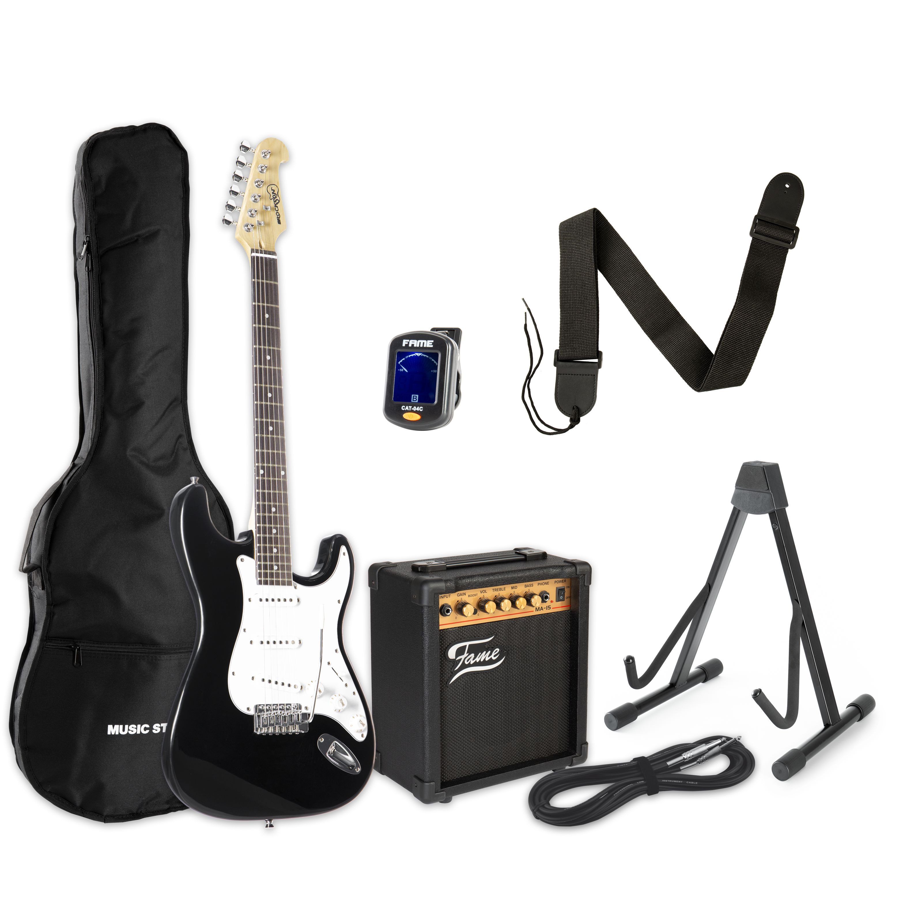 J & D E-Gitarre, E-Gitarren, E-Gitarren-Sets, ST II WH White + Frontman 10 - E-Gitarren Anfänger Set