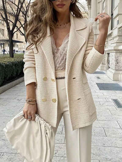 RUZU UG Jackenblazer Lässiger Blazer lockere Langarm Modejacke Damen Mantel Herbstmantel