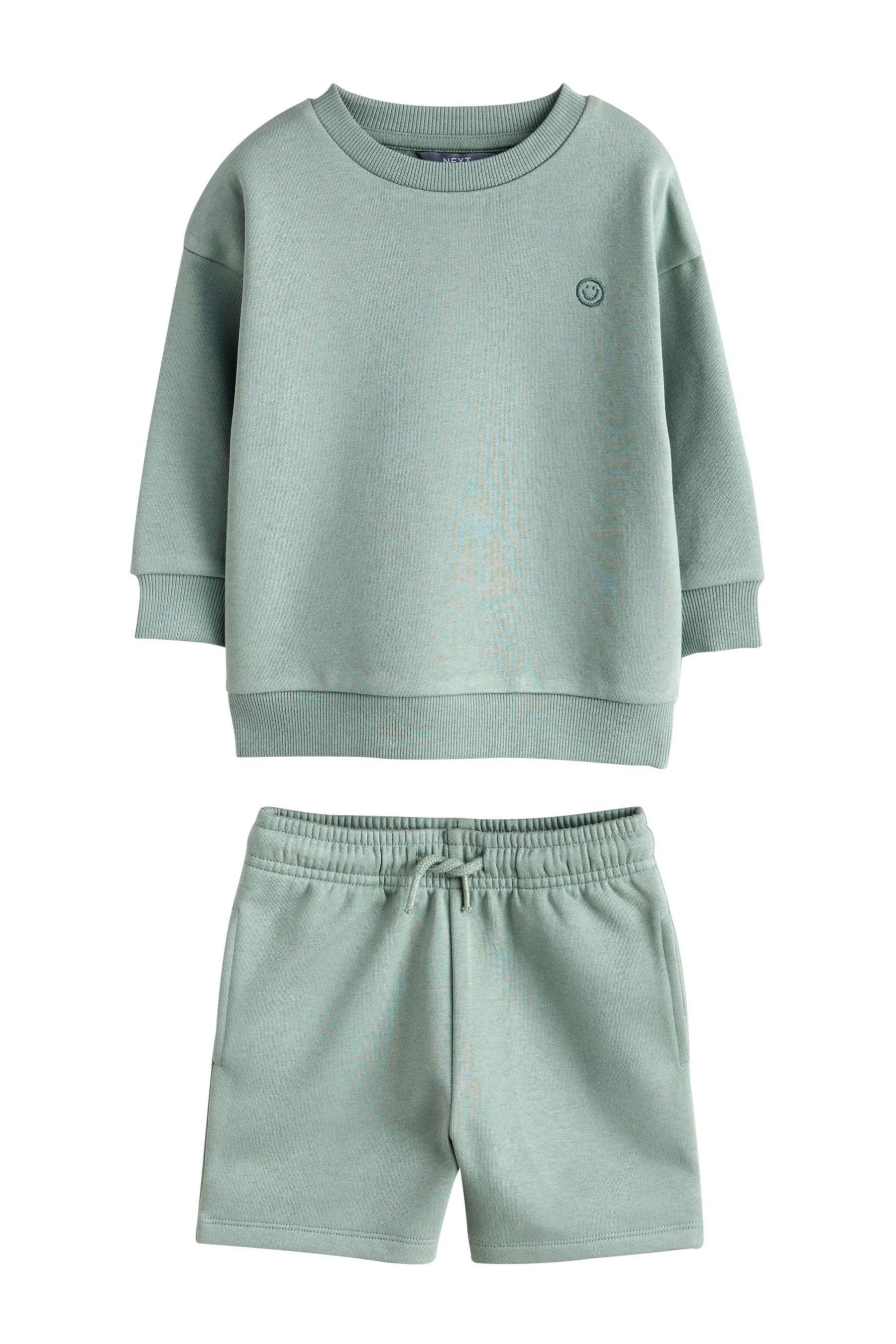 Pullover & Shorts Schlichtes Rundhals-Sweatshirt und Shorts im Set