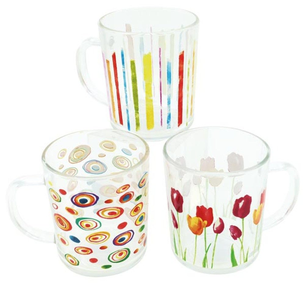 emeco Gläser-Set 6x Trinkgläser Saftgläser Wassergläser Blumen Motive Frühjahr 200 ml, 6-tlg., Glas