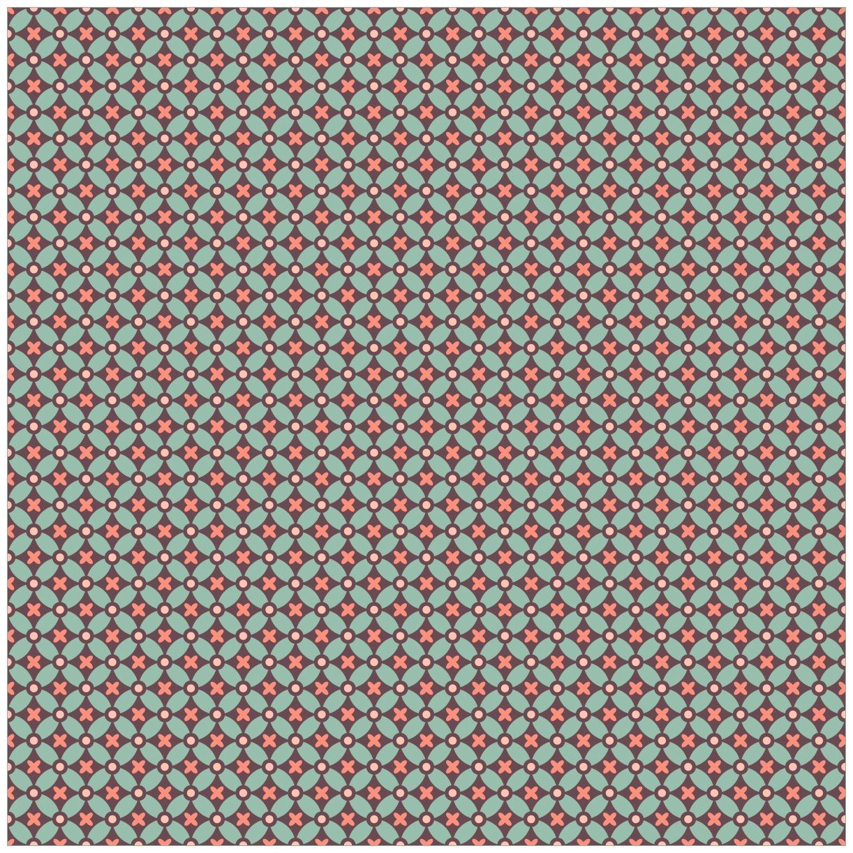 Wallario Tischplatte Muster mit Kreuzen, Kreisen und Vierecken, in rot, braun und grün (1 St), für Ikea Lack Tisch geeignet | Tischplatten