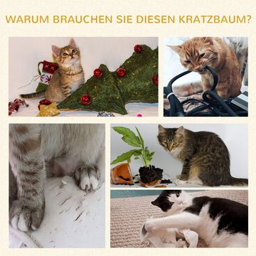 PawHut Kratzbaum Katzenbaum mit Höhle und Hängematte Sisal Plüsch Spanplatte Grau, 54.5L x 32B x 65H cm