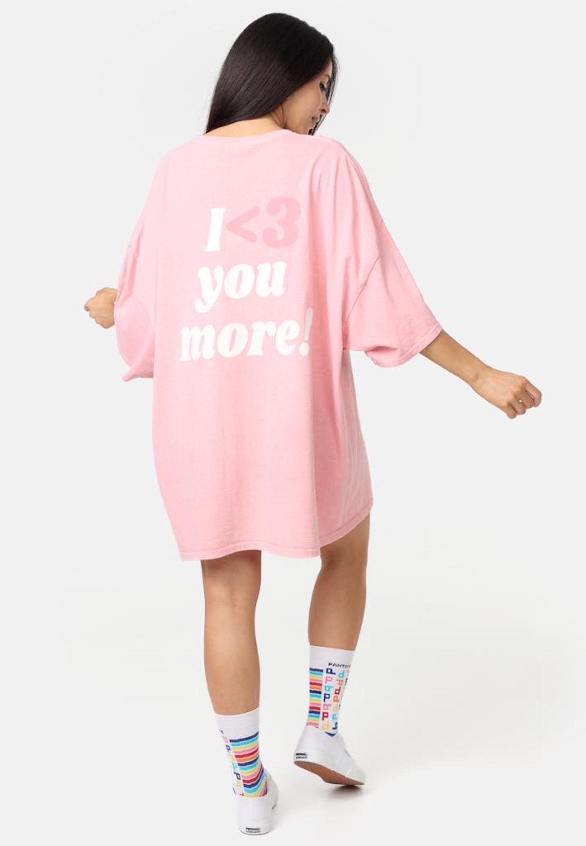 Worldclassca T-Shirt Worldclassca Oversized Print I Love T-Shirt lang Tee Sommer Oberteil