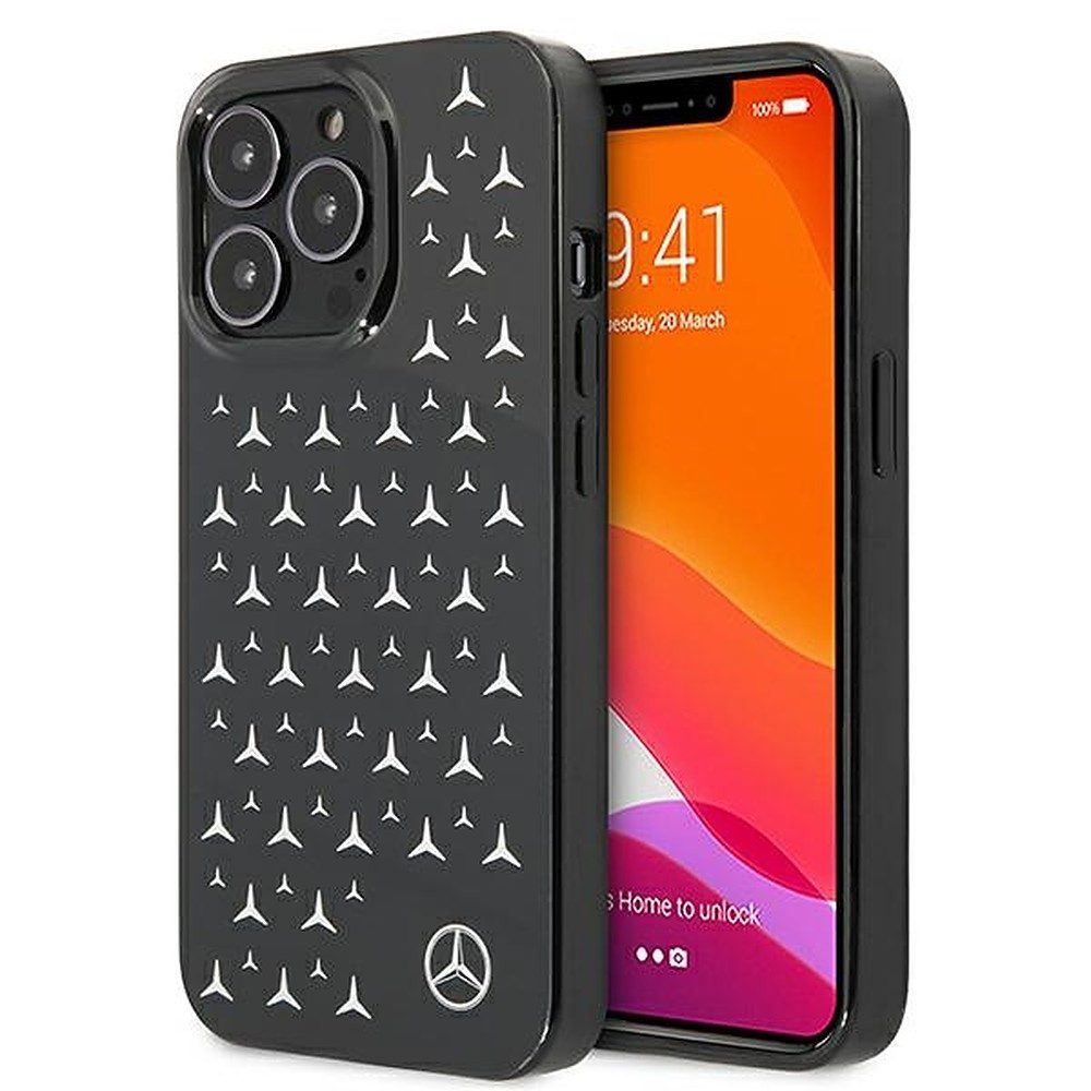 Mercedes Handyhülle Schutzhülle Smartphonehülle Sternenmuster 6,1 Zoll, Sternenmuster, erhöhte Displaykanten, Lizenzprodukt