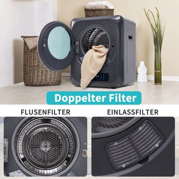 Fangqi Ablufttrockner Edelstahltrockner,Mehrfachfiltration,6 Programme,6 Funktionen,850W, 2.5 kg, 2,5 kg, tatsächlich bis zu 4 kg,Überhitzungsschutz,Wandmontage