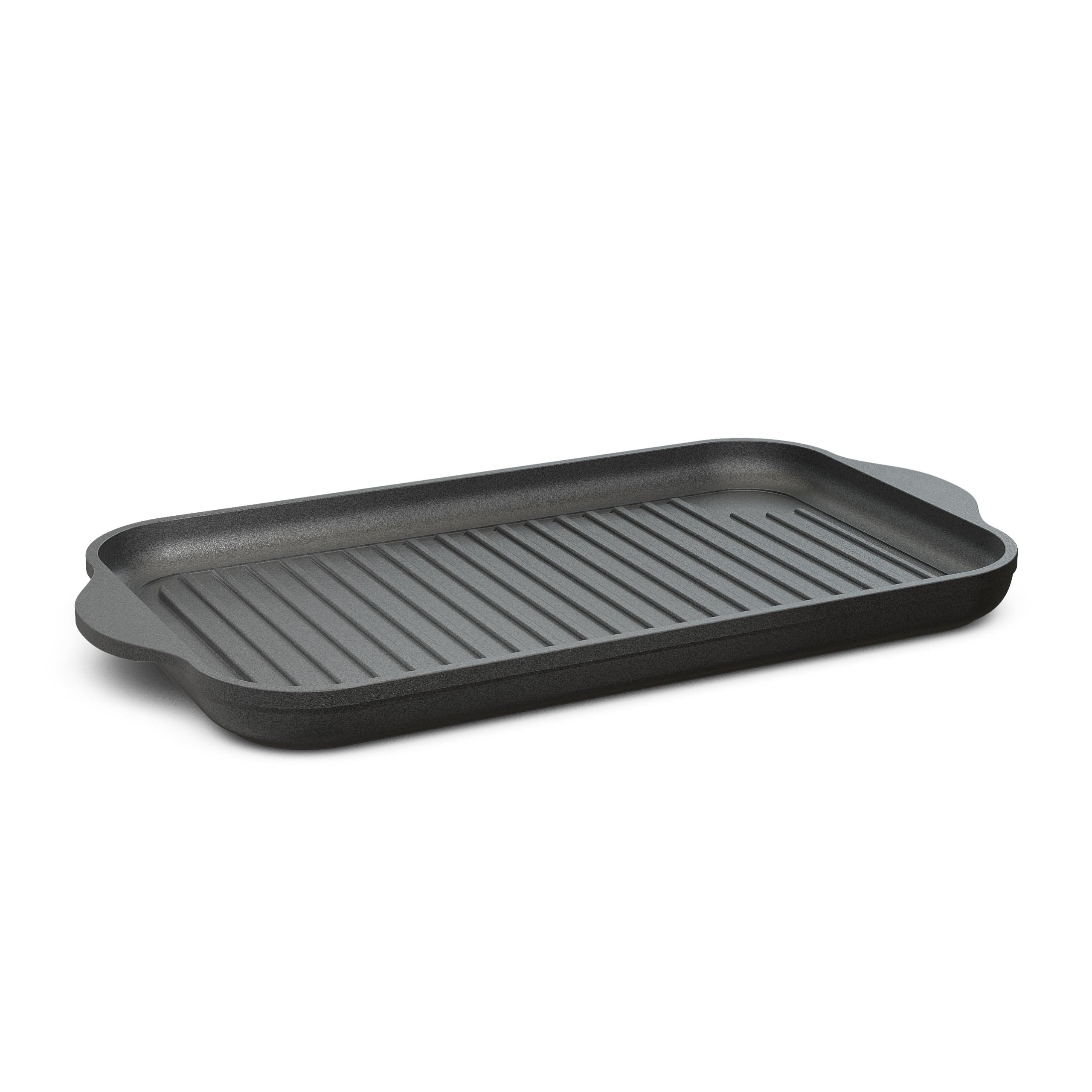 Hoffmann Germany Teppanyakiplatte Grillplatte Aluguss eckig 37x23 cm – Made in Germany, Aluguss (1-tlg., 1x Grillplatte 37x23 cm + Silikon-Füße), Grillstreifen, Antihaft, backofenfest bis 250°C, Induktion